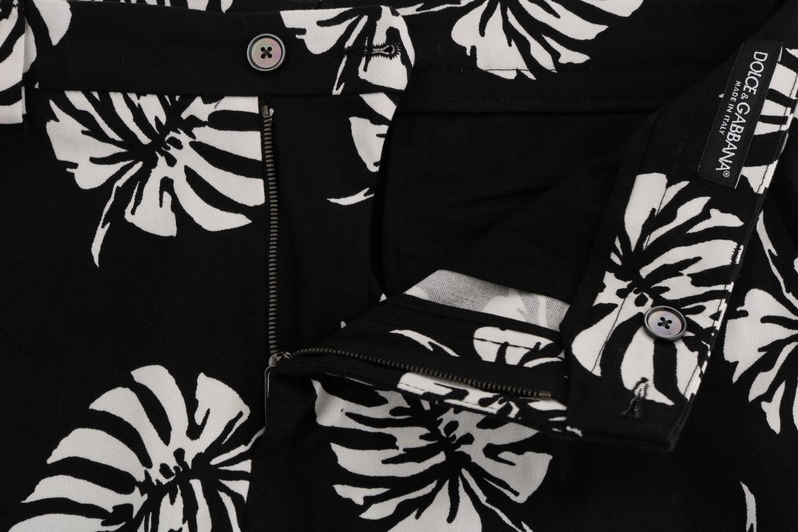 Dolce & Gabbana Slim Fit Leaf Print Ankle Men's Pants