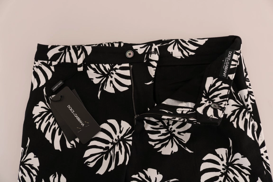 Dolce & Gabbana Slim Fit Leaf Print Ankle Men's Pants