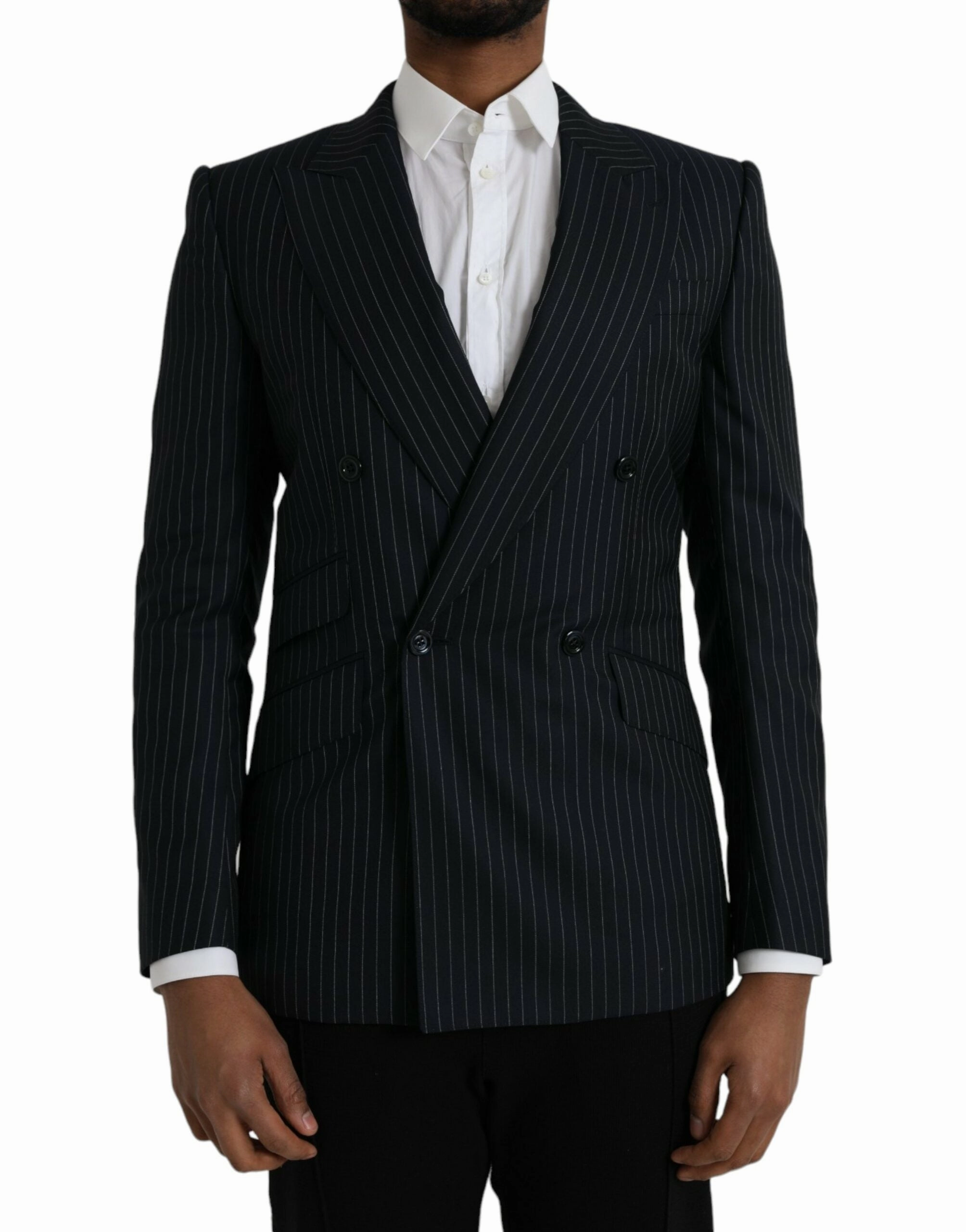 Dolce & Gabbana Stripe SICILIA Double Breasted Coat Men's Blazer