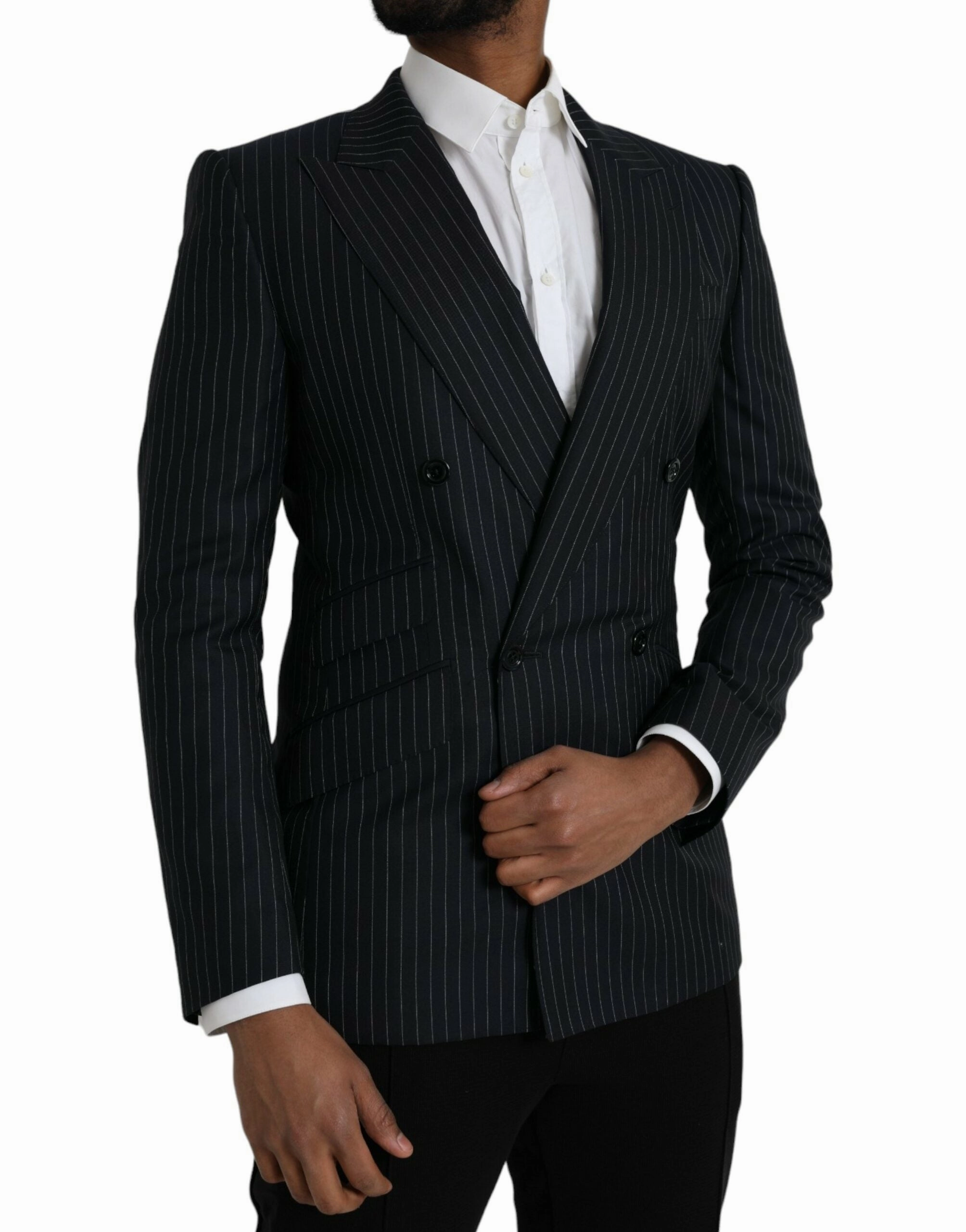 Dolce & Gabbana Stripe SICILIA Double Breasted Coat Men's Blazer