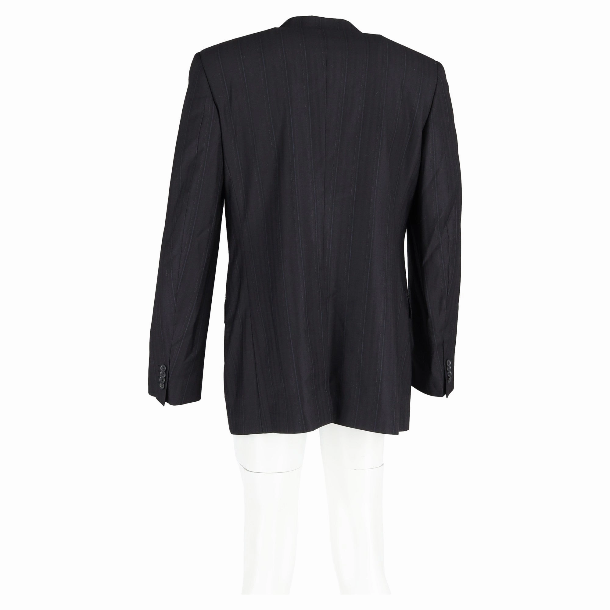Dolce & Gabbana Striped Single Breasted Blazer in Black Wool