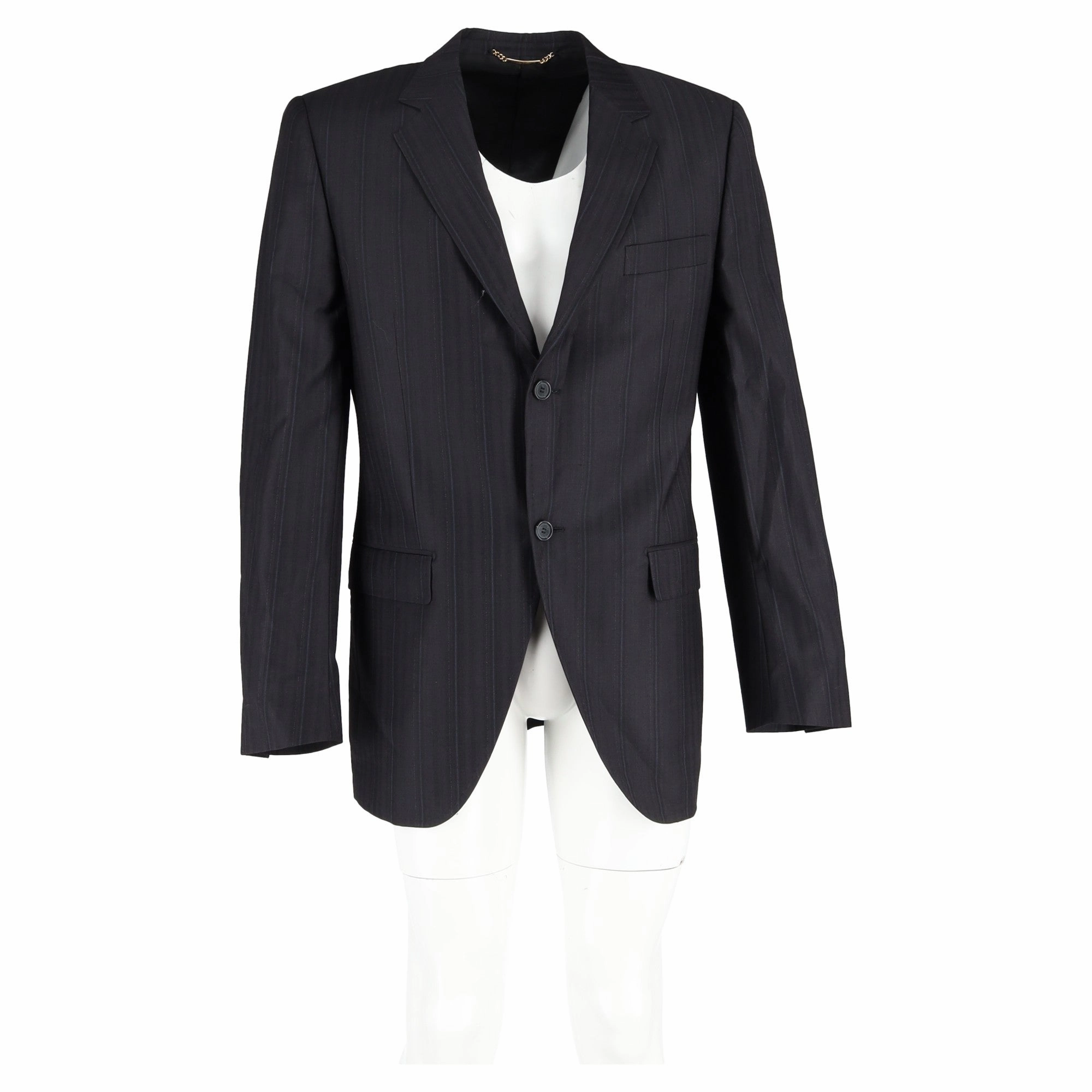 Dolce & Gabbana Striped Single Breasted Blazer in Black Wool