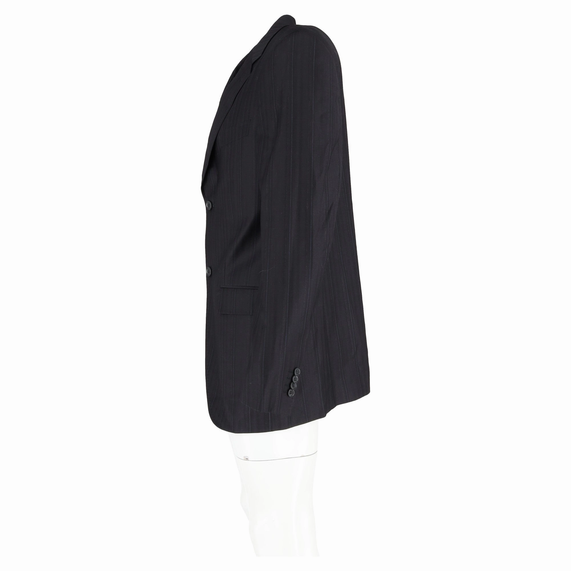 Dolce & Gabbana Striped Single Breasted Blazer in Black Wool