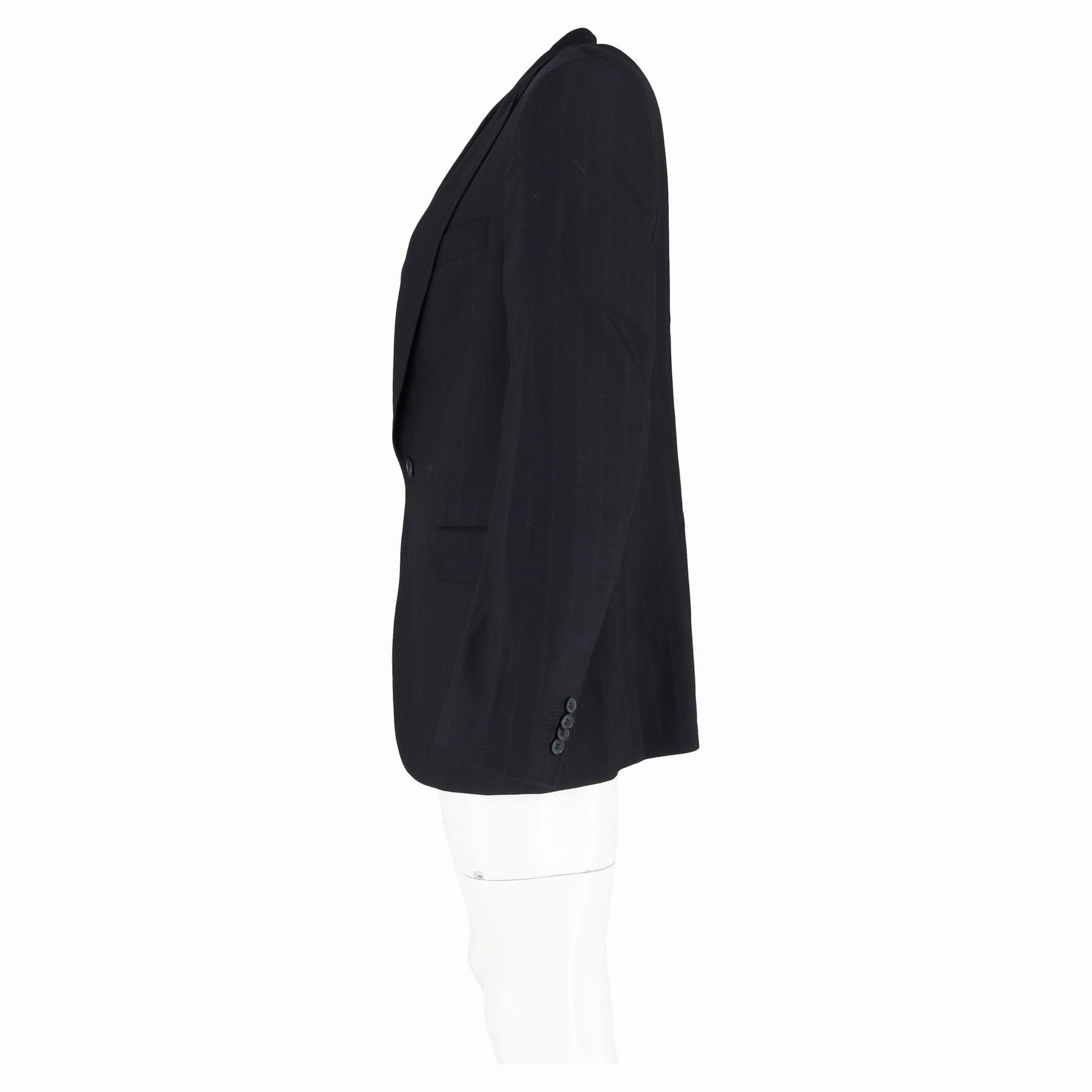 Dolce & Gabbana Striped Single Breasted Blazer in Navy Blue Wool