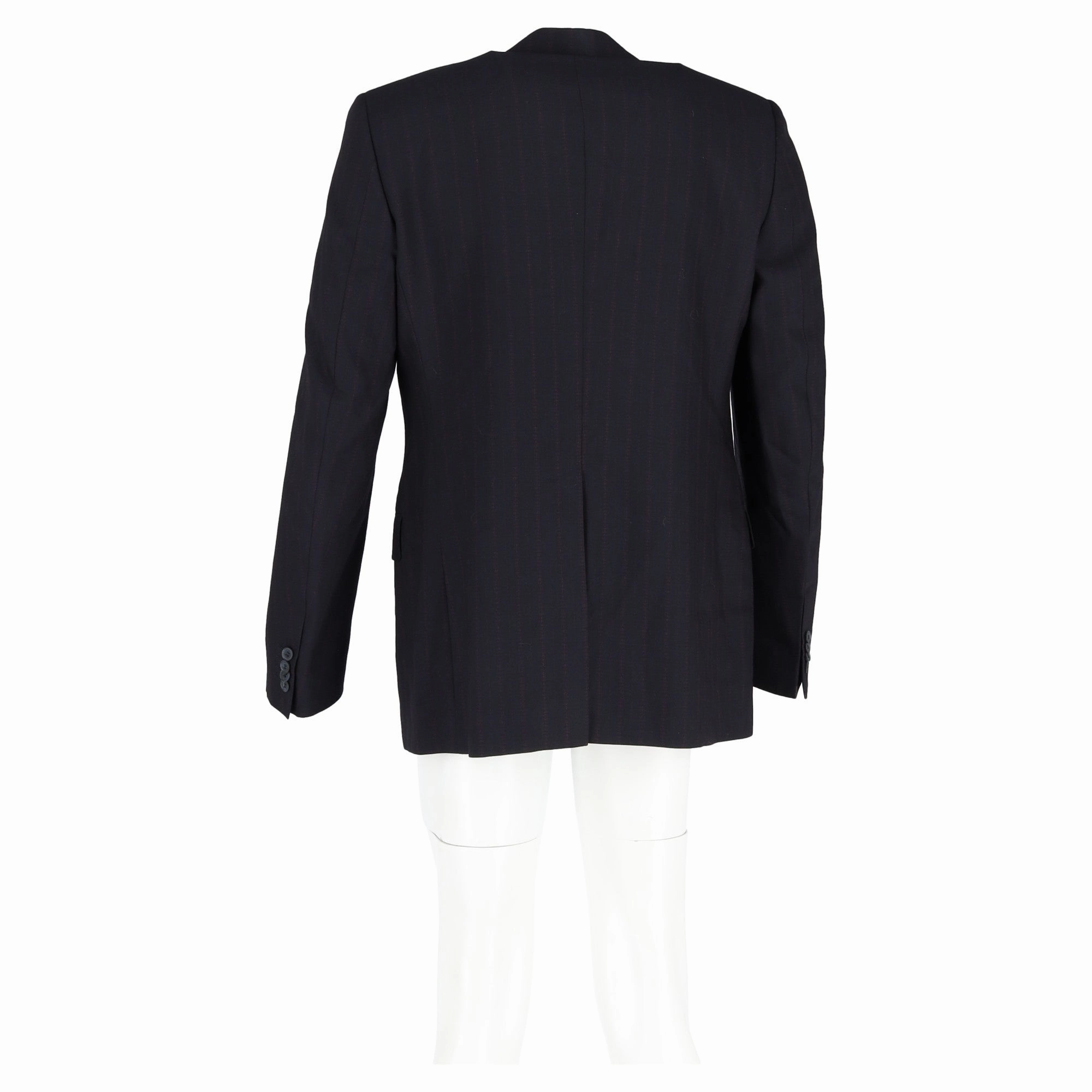 Dolce & Gabbana Striped Single Breasted Blazer in Navy Blue Wool