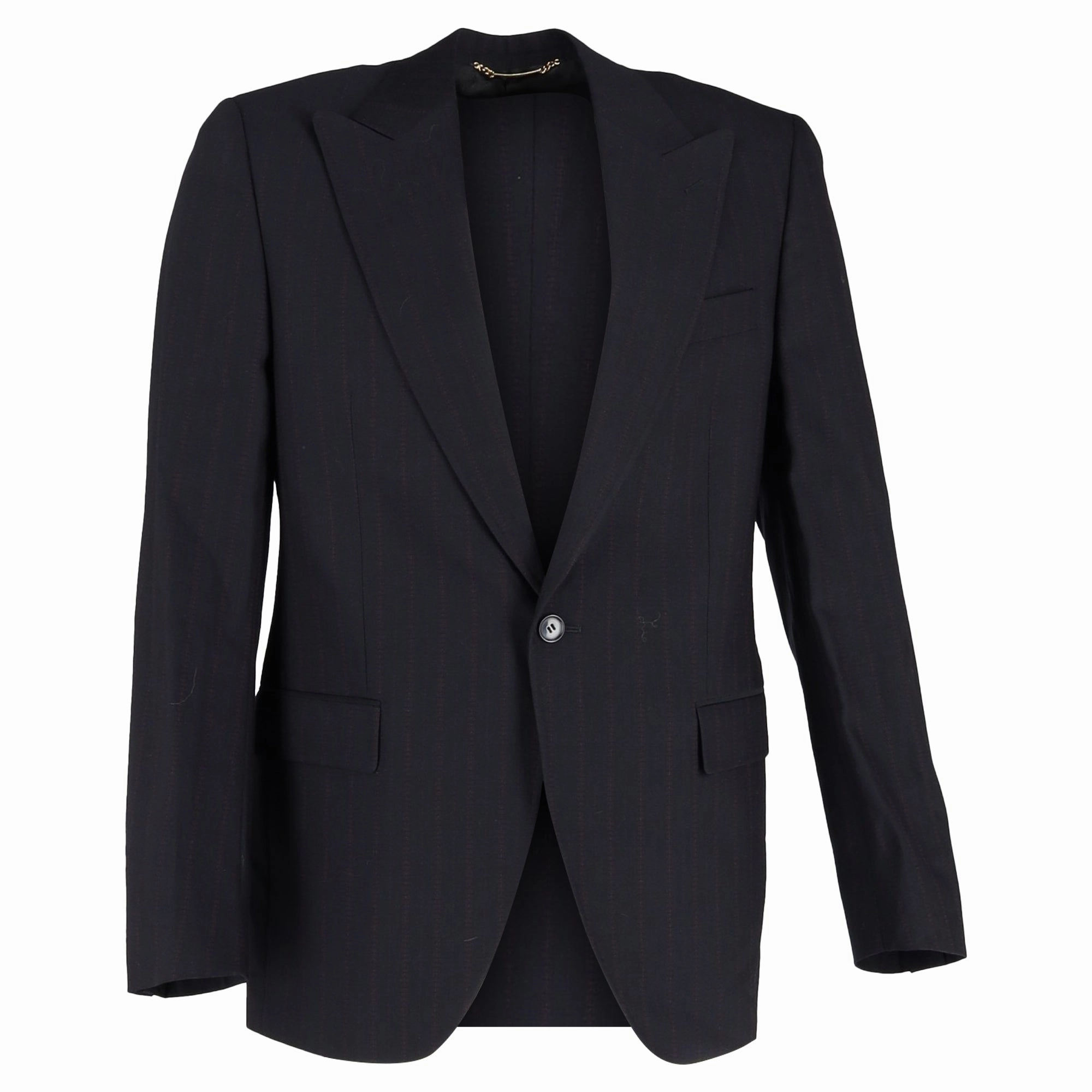 Dolce & Gabbana Striped Single Breasted Blazer in Navy Blue Wool