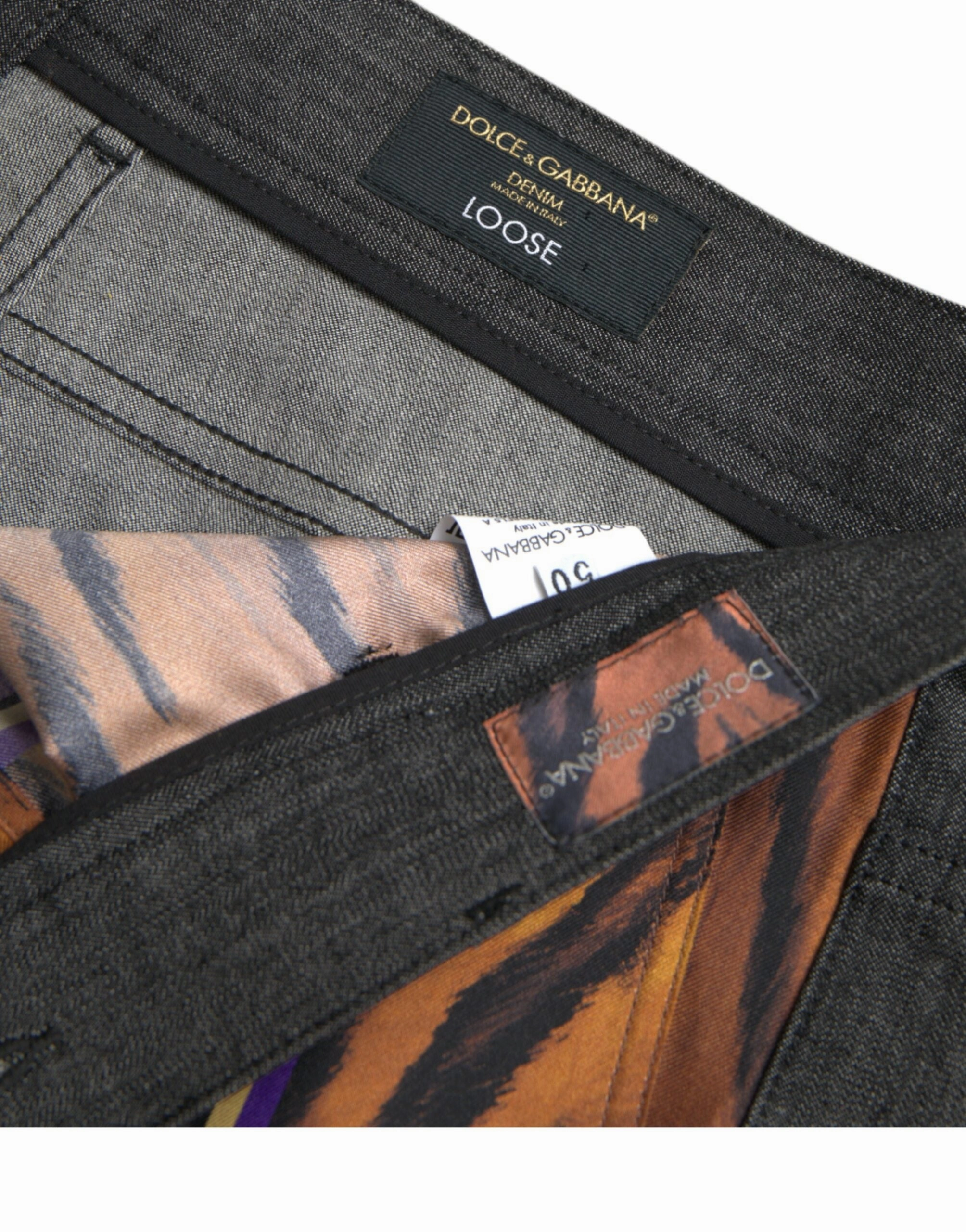 Dolce & Gabbana Tiger Leopard Cotton Loose Tape Men's Pants