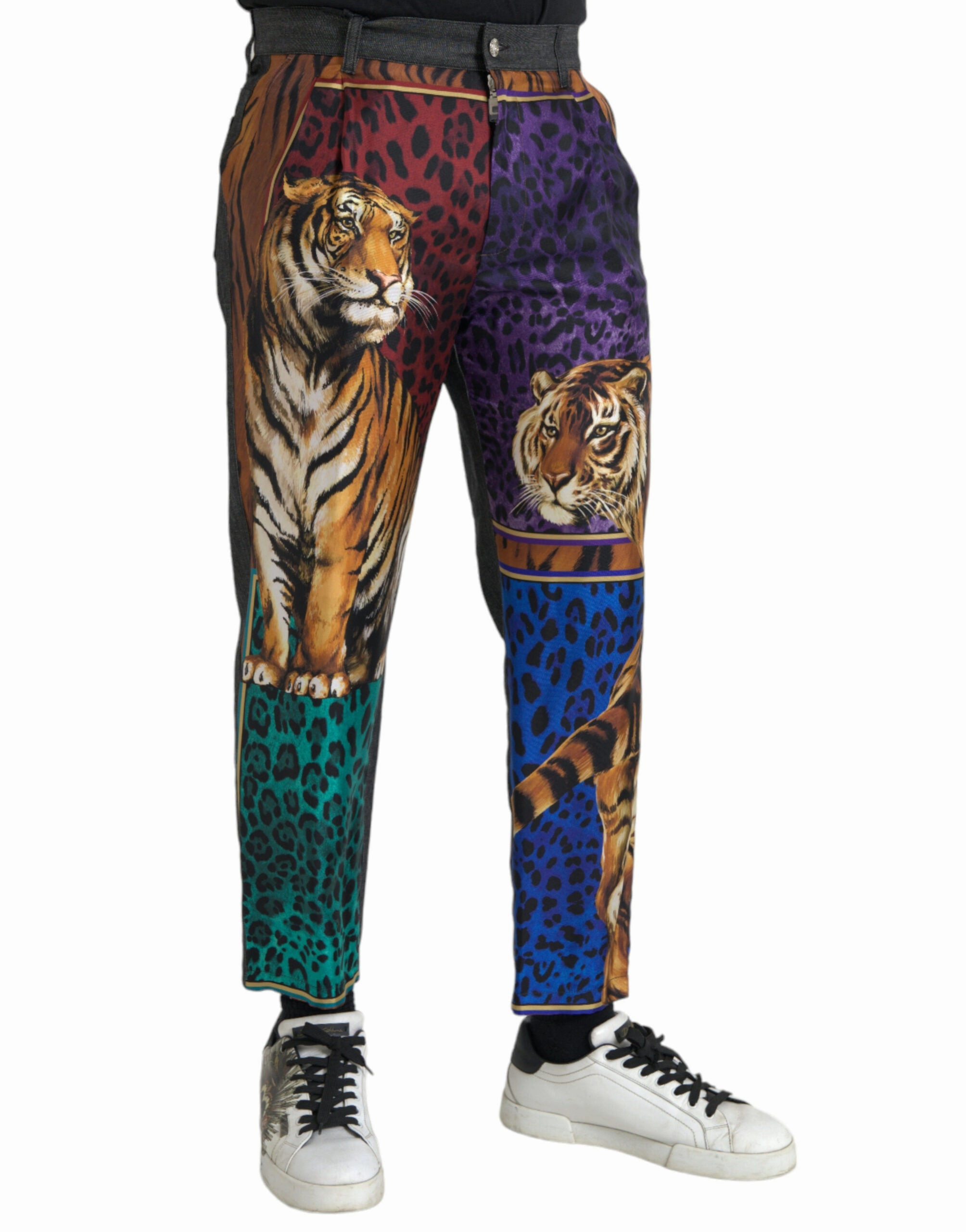 Dolce & Gabbana Tiger Leopard Cotton Loose Tape Men's Pants