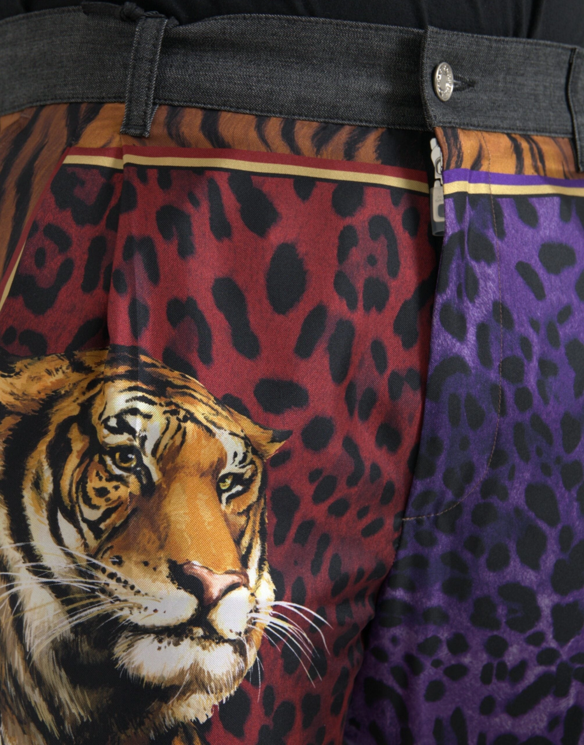 Dolce & Gabbana Tiger Leopard Cotton Loose Tape Men's Pants