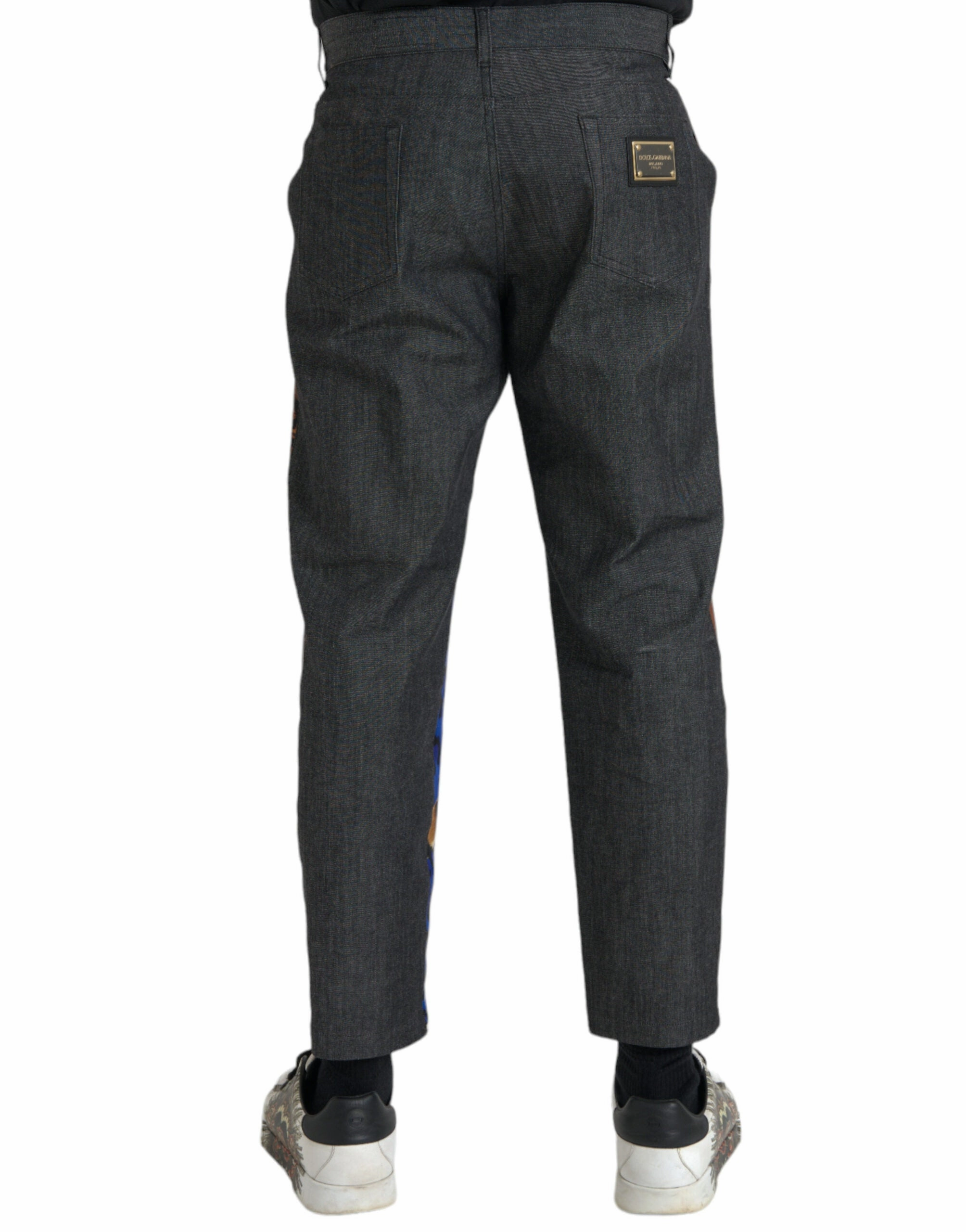 Dolce & Gabbana Tiger Leopard Cotton Loose Tape Men's Pants