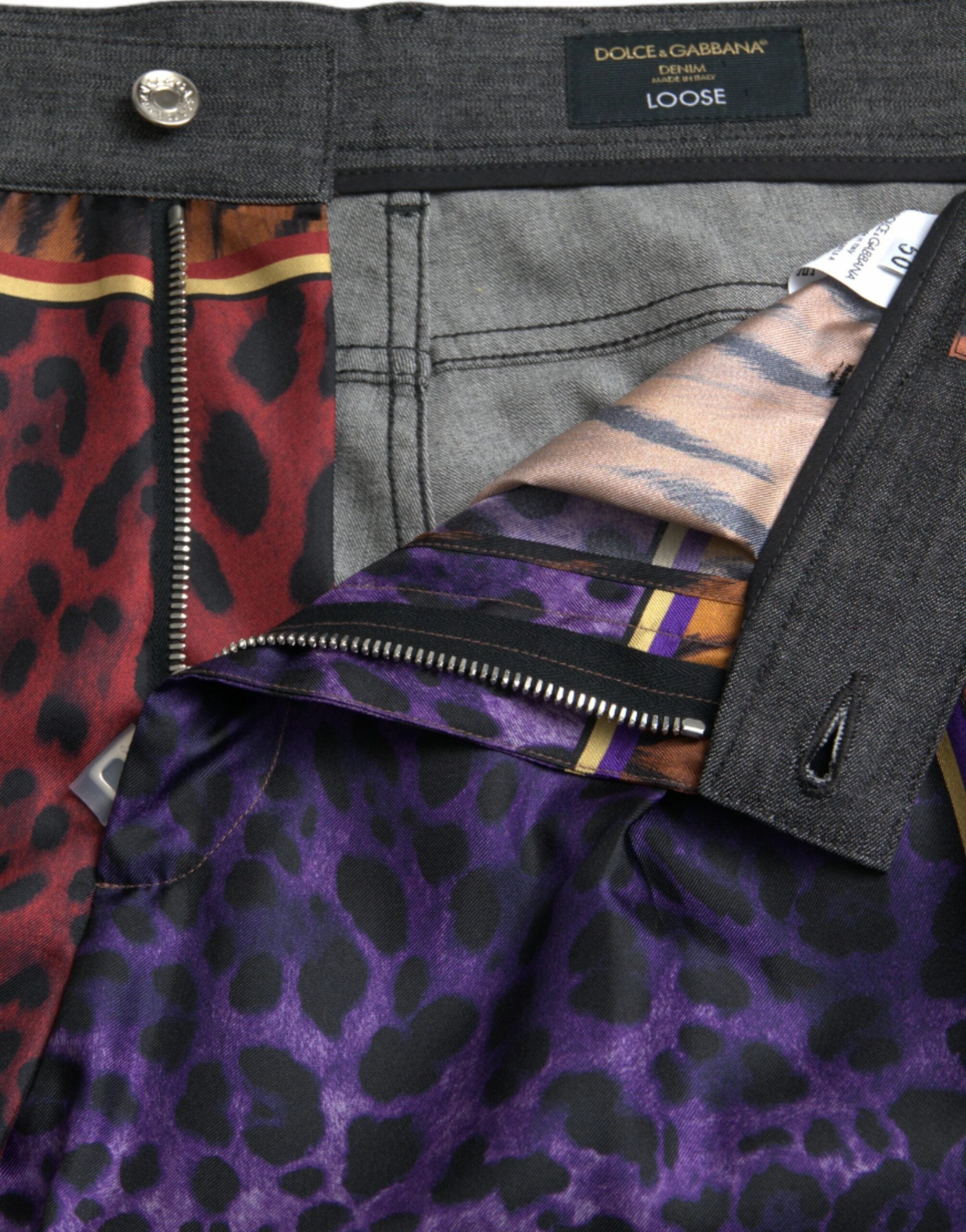 Dolce & Gabbana Tiger Leopard Cotton Loose Tape Men's Pants