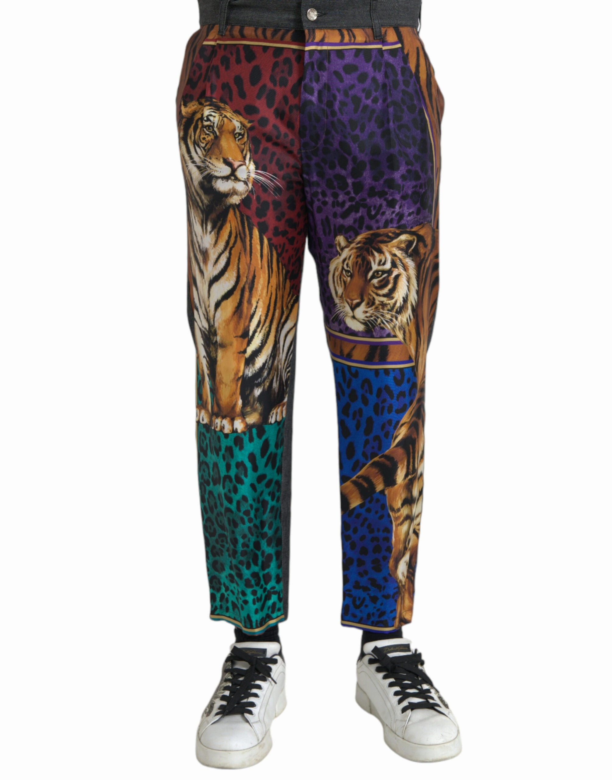 Dolce & Gabbana Tiger Leopard Cotton Loose Tape Men's Pants
