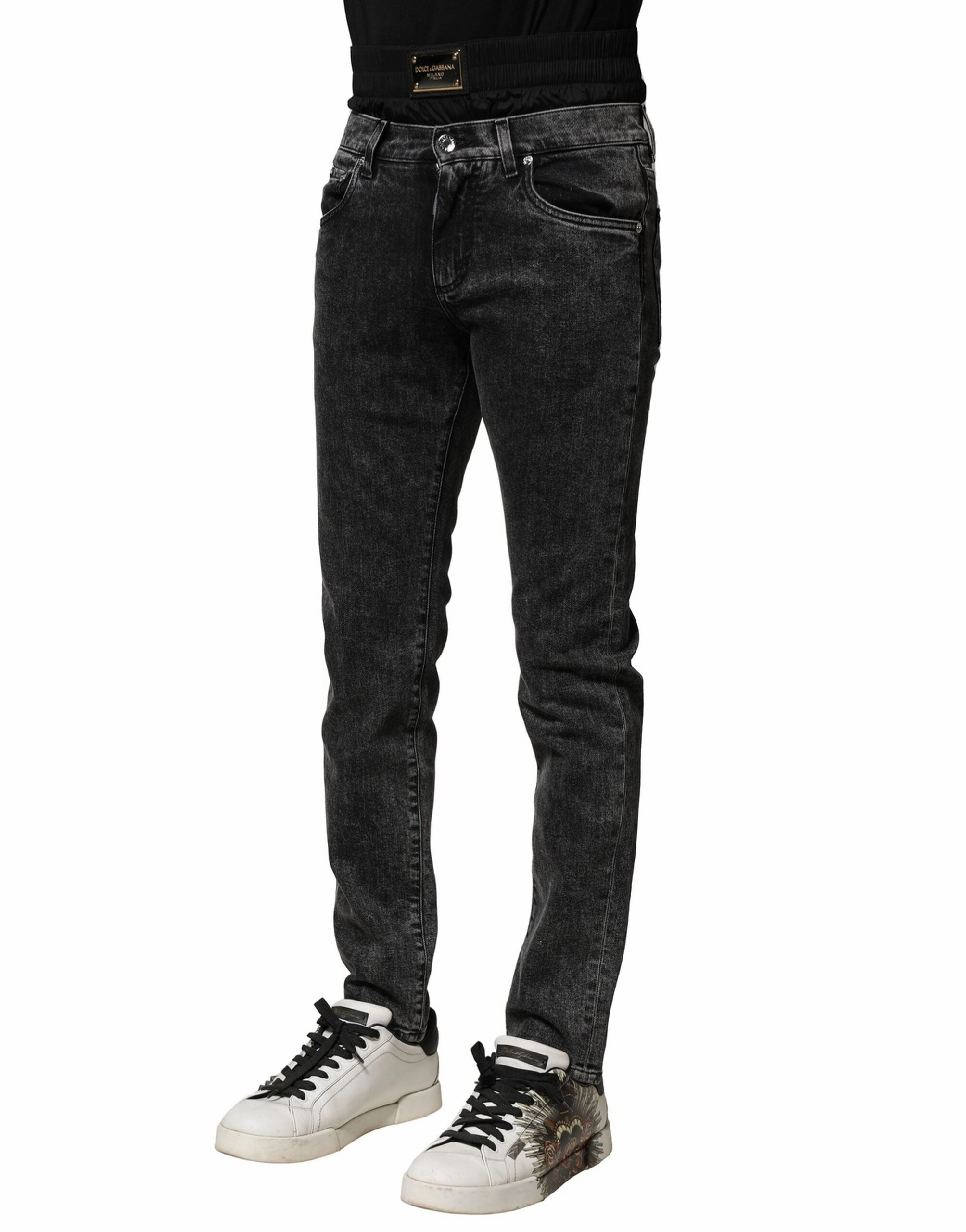 Dolce & Gabbana Washed Double Waistband blue Men's Jeans