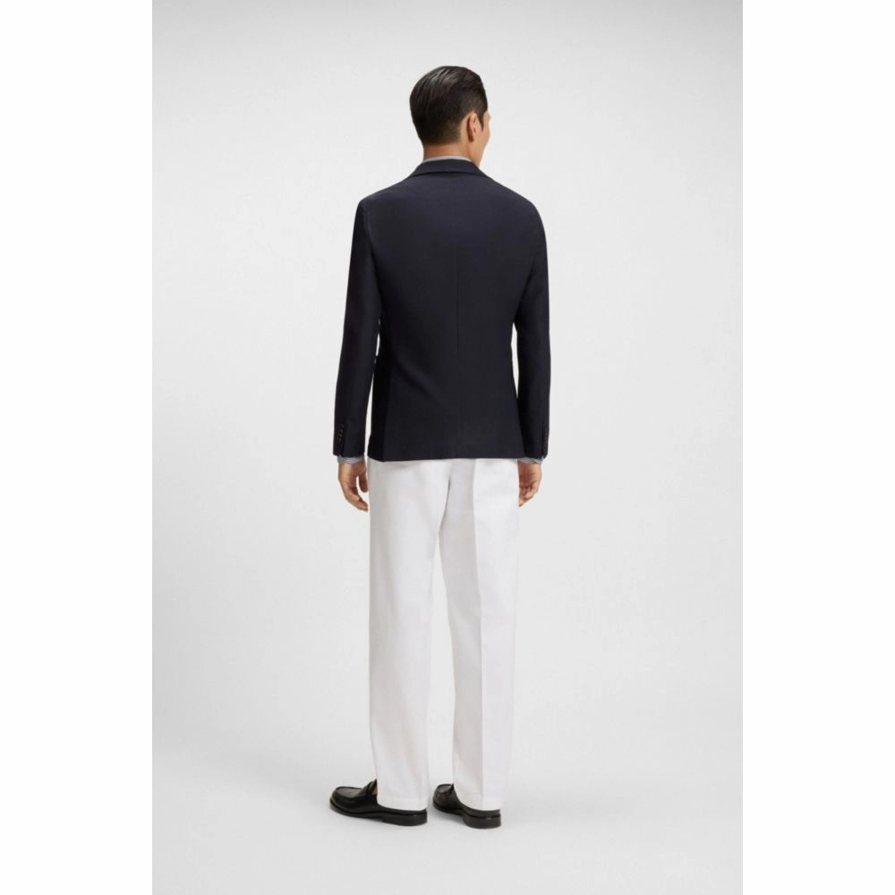 Double-breasted blazer in cotton and wool seersucker
