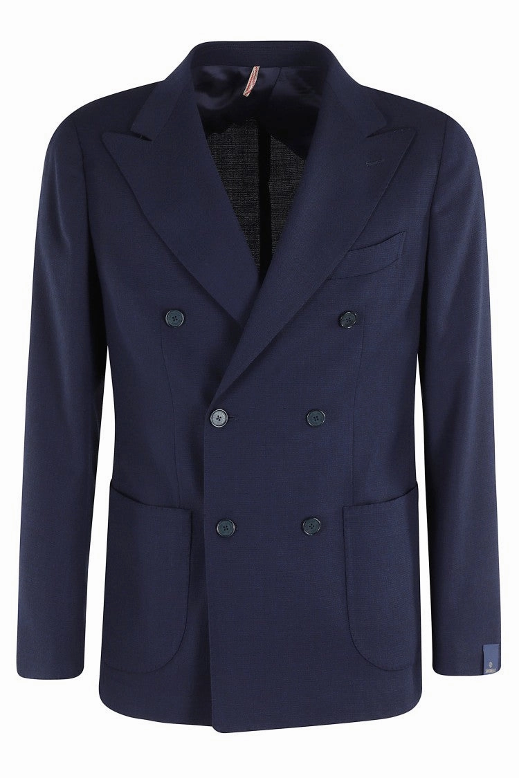 Double-Breasted Blazer In Stretch Hopsack Fabric