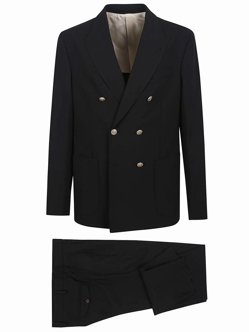 Double-Breasted Wool Blend Suit