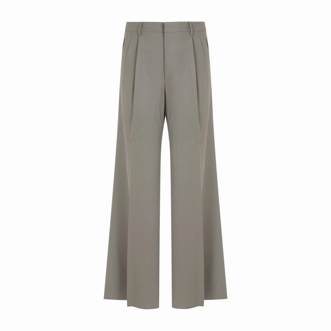 Double Pleat Grey Wool Trousers