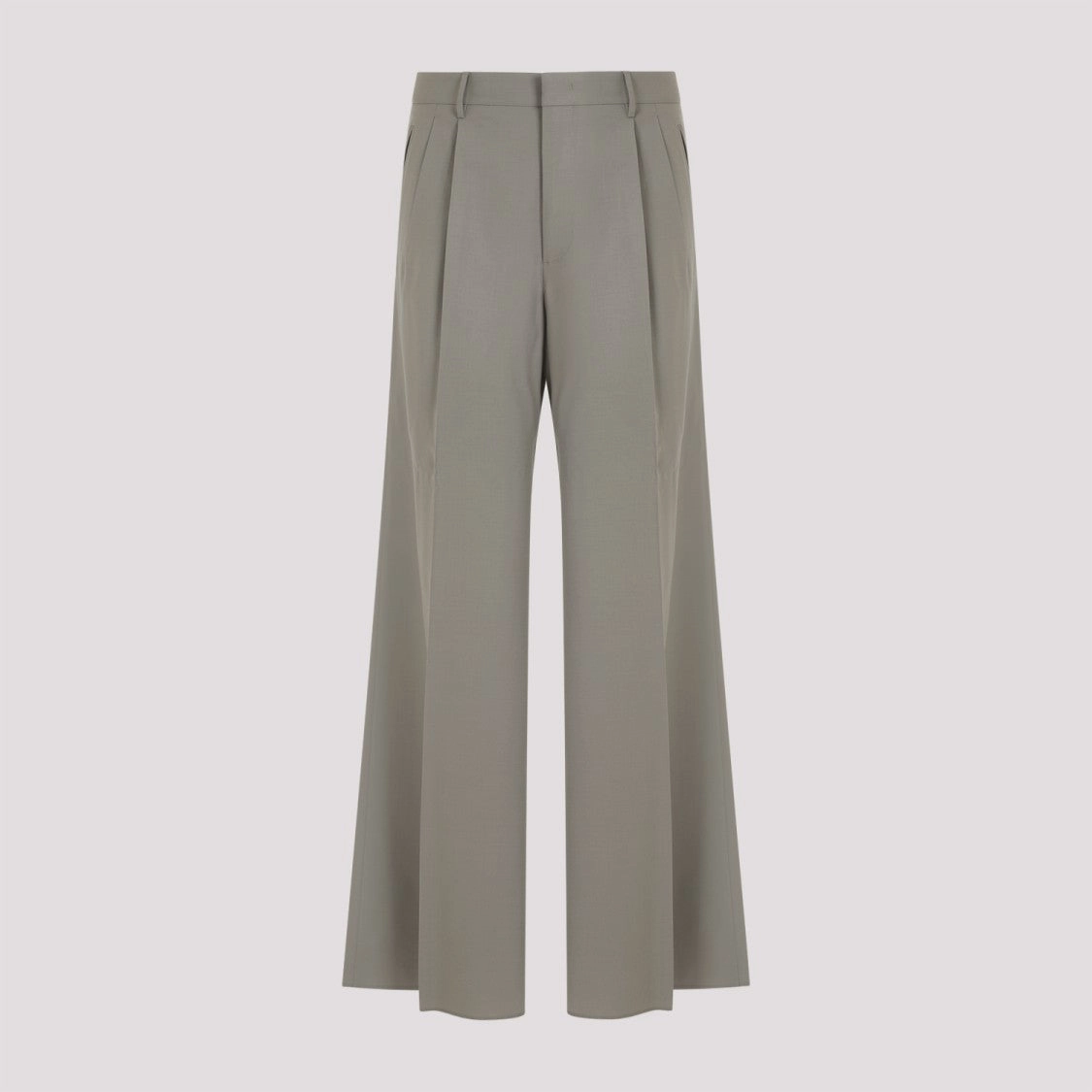 Double Pleat Grey Wool Trousers