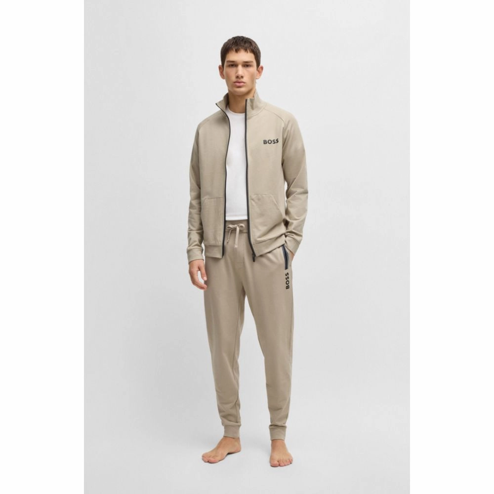 Drawcord tracksuit bottoms in cotton terry with logo print