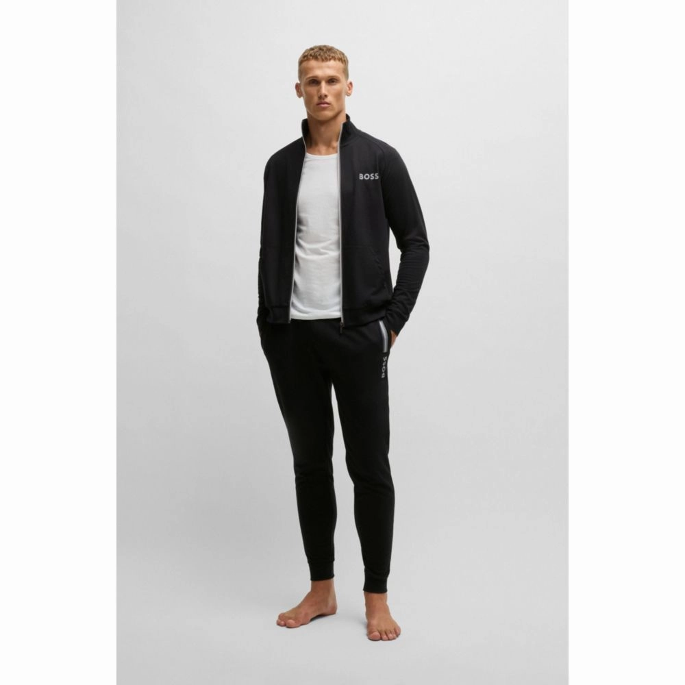 Drawcord tracksuit bottoms in cotton terry with logo print