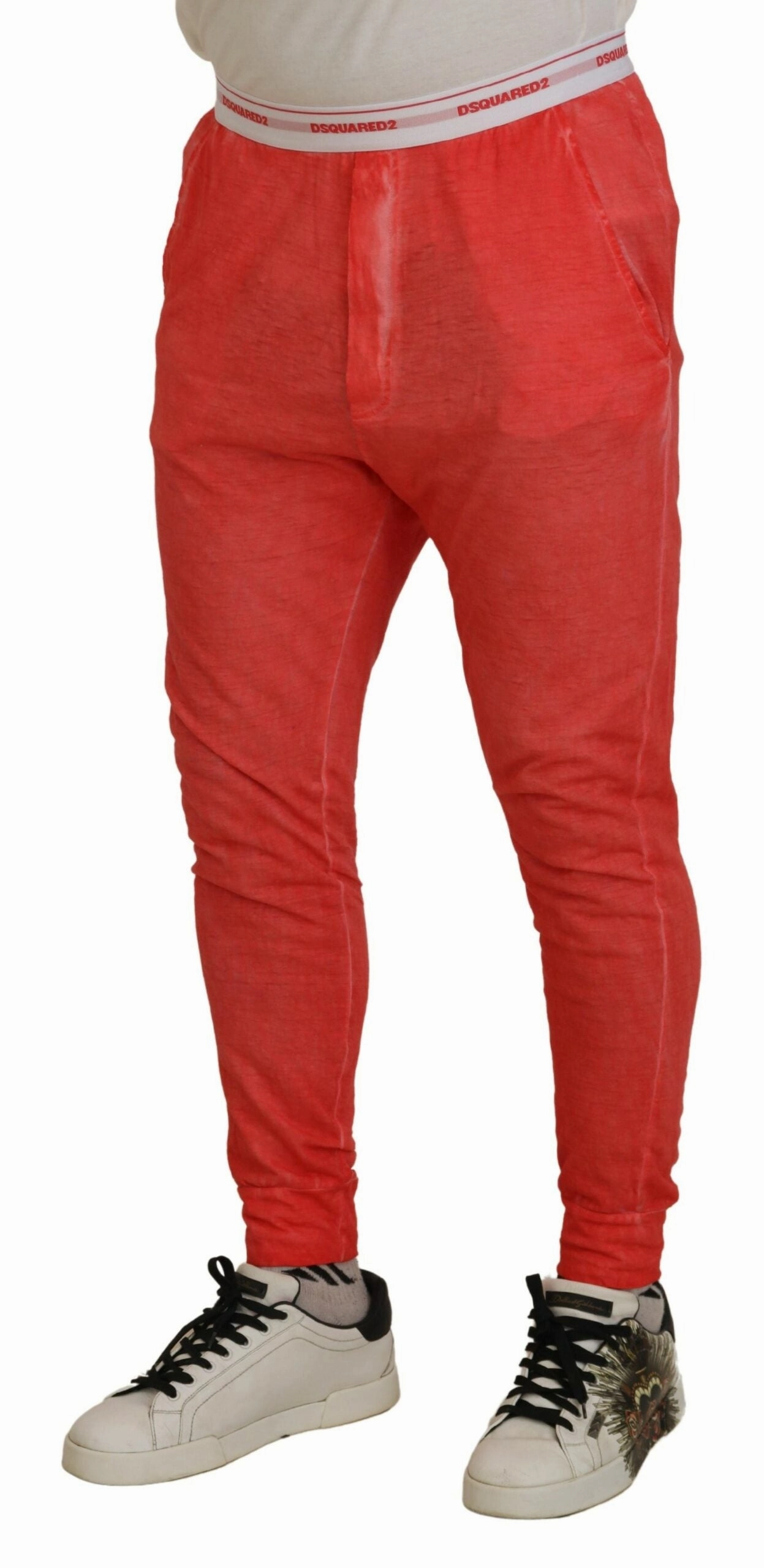 Dsqua  Cotton Elastic Waist Logo Men Men's Pants