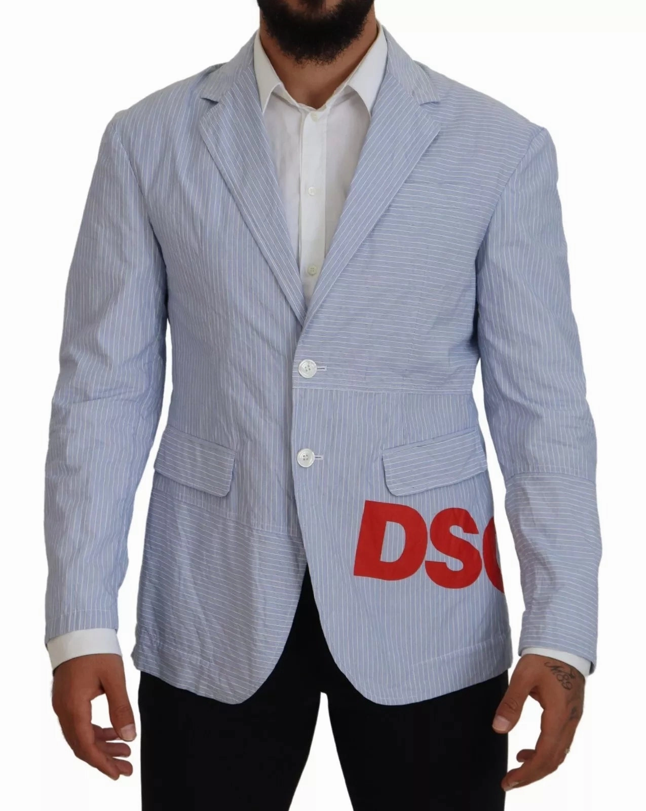 Dsqua  Striped Single Breasted Formal Coat Men's Blazer