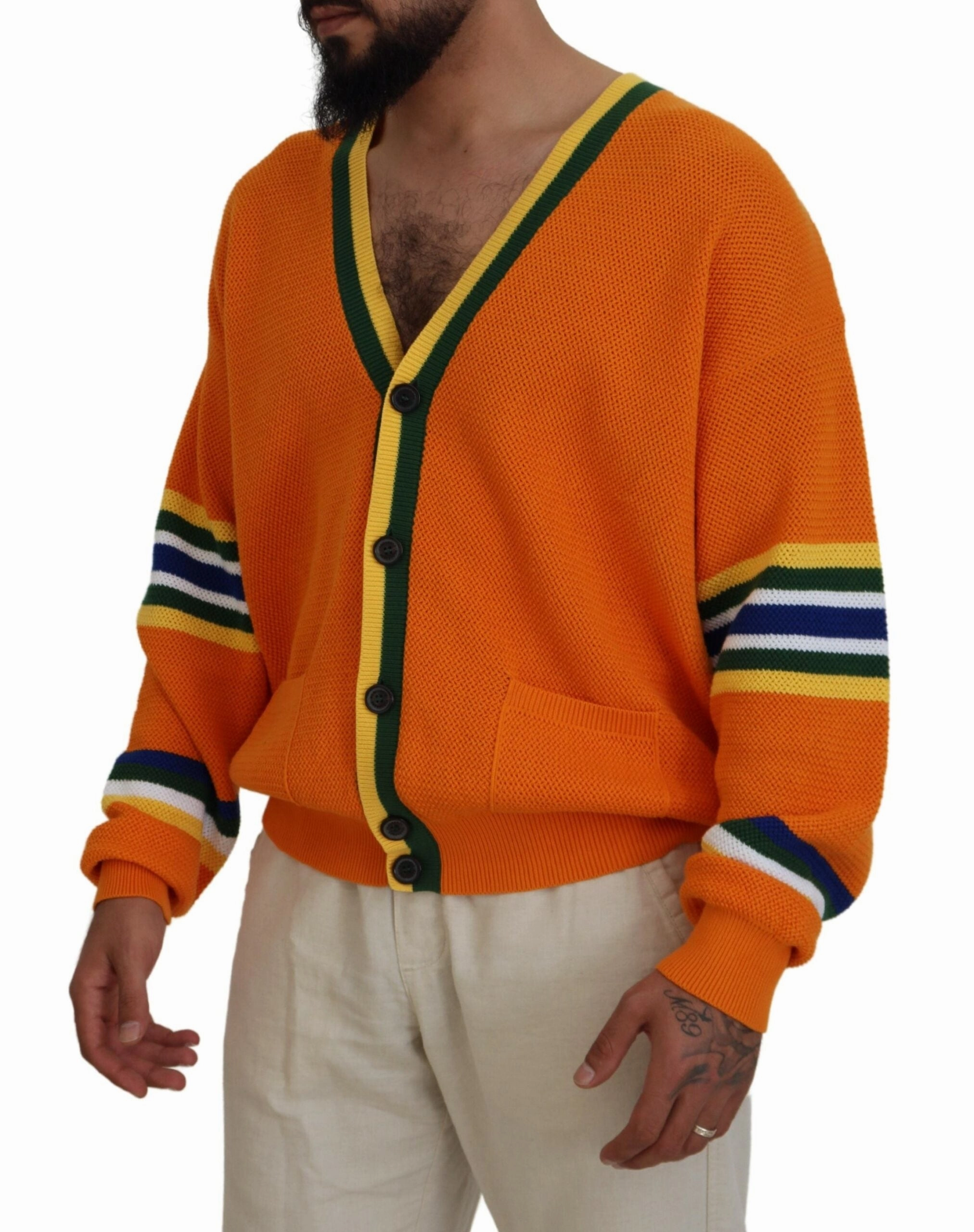 Dsquared2 Cotton Long Sleeves Men Cardigan Men's Sweater (Pre-Owned)
