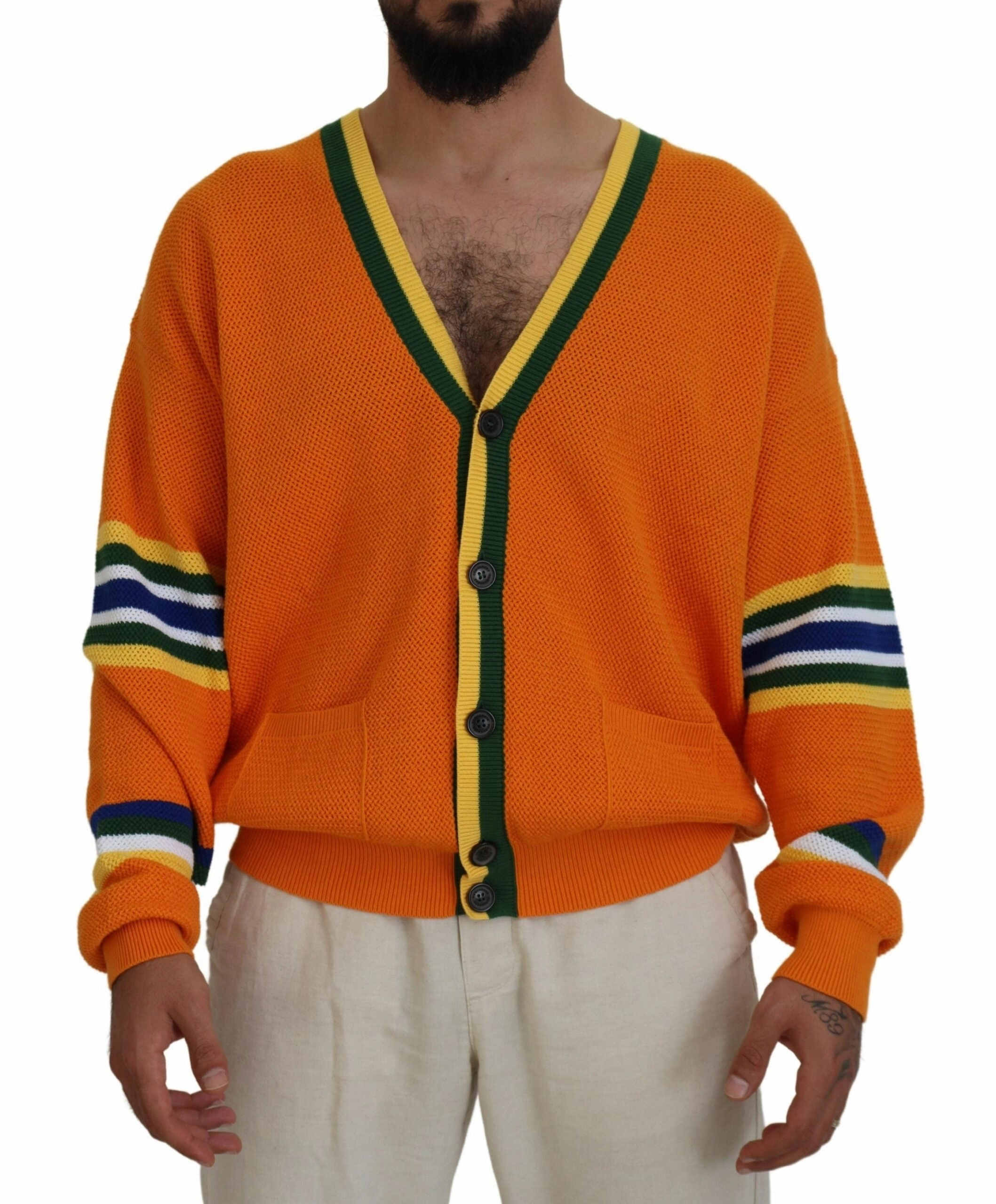 Dsquared2 Cotton Long Sleeves Men Cardigan Men's Sweater (Pre-Owned)