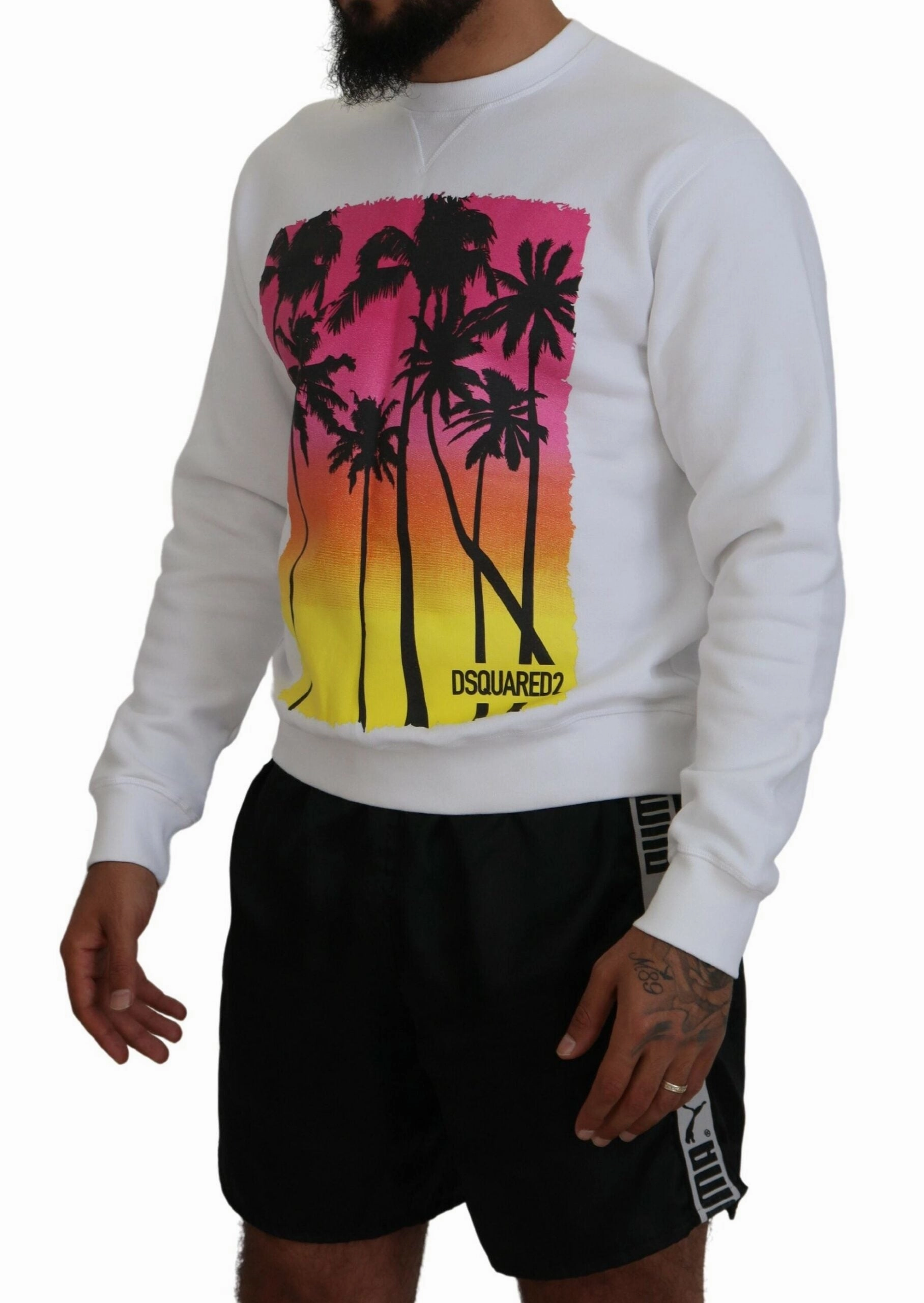 Dsquared2 Cotton Printed Long Sleeves Pullover Men's Sweater (Pre-Owned)