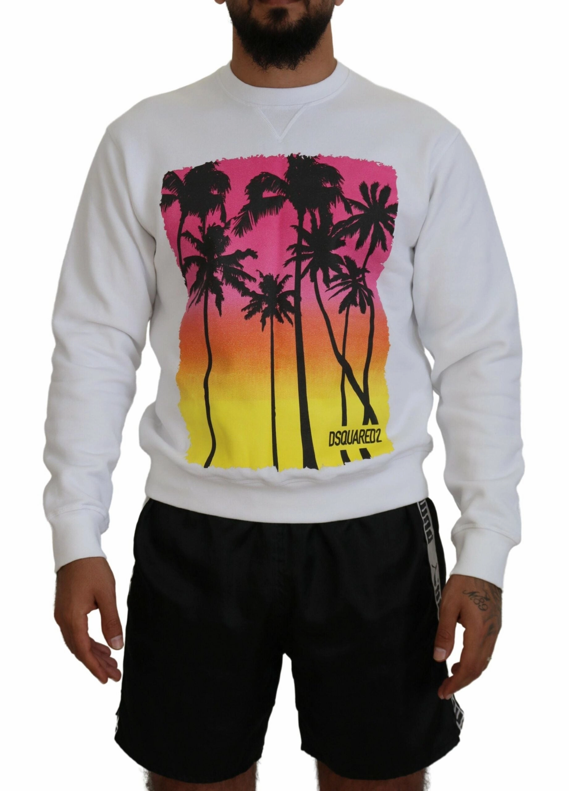 Dsquared2 Cotton Printed Long Sleeves Pullover Men's Sweater (Pre-Owned)