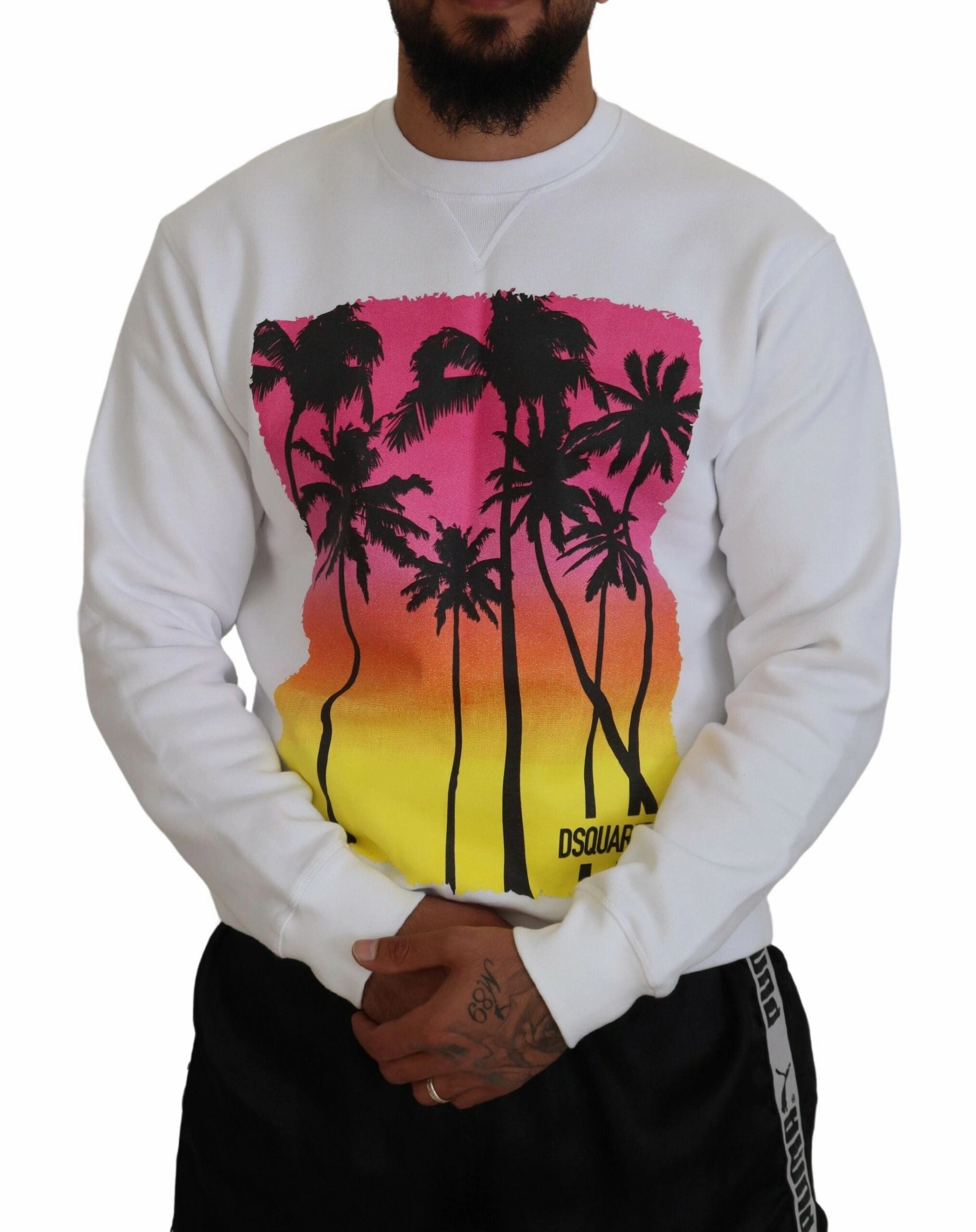 Dsquared2 Cotton Printed Long Sleeves Pullover Men's Sweater (Pre-Owned)