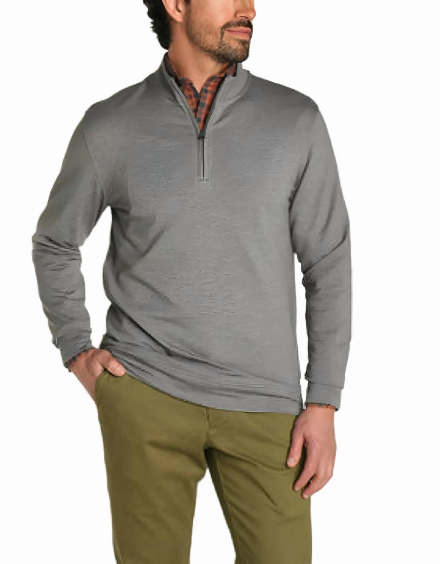 Dunmore 1/4 Zip Long Sleeve Pullover In Magnet Grey Heather