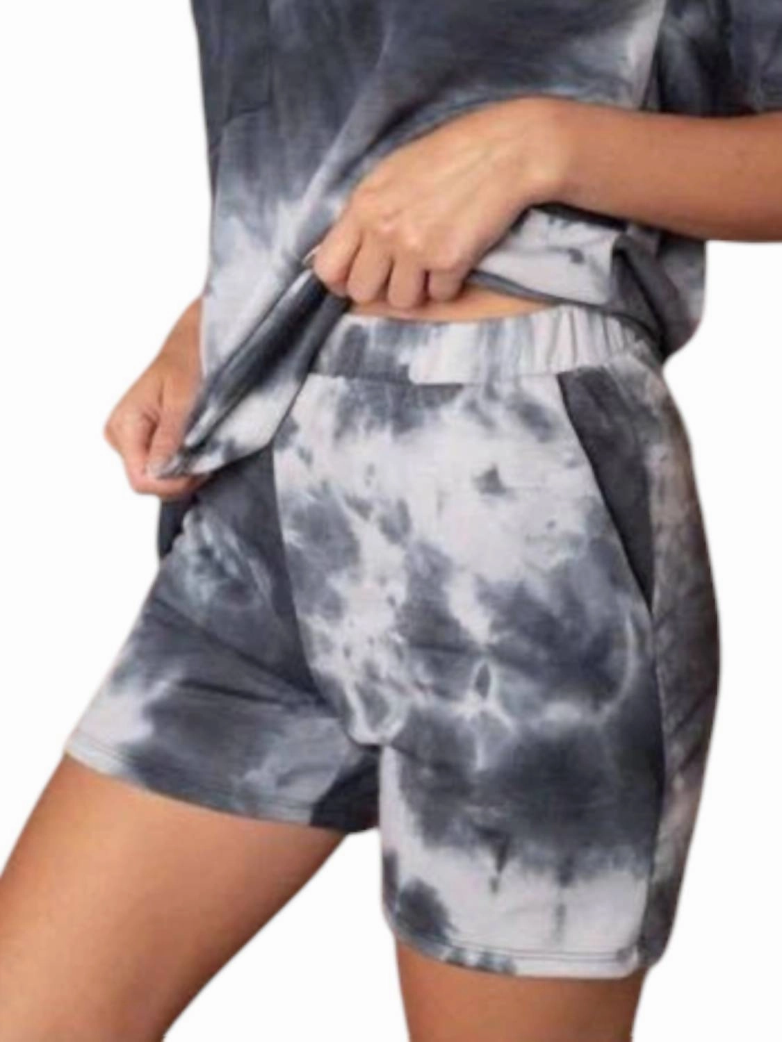 Ellie Tie Dye Short Set In Charcoal