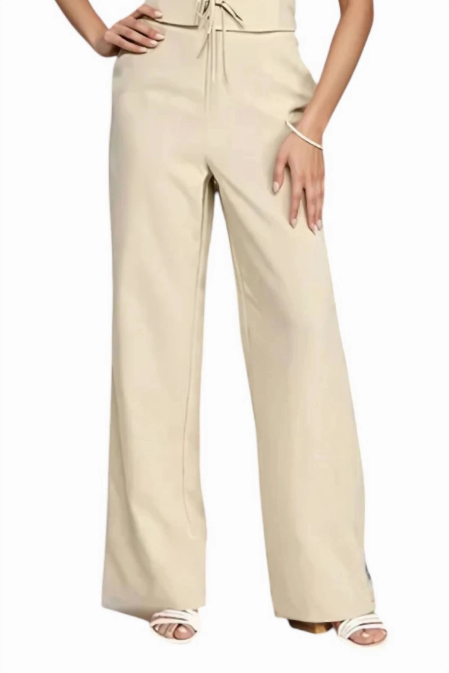 Emma Bow Detail Vest & Pant Set In Taupe