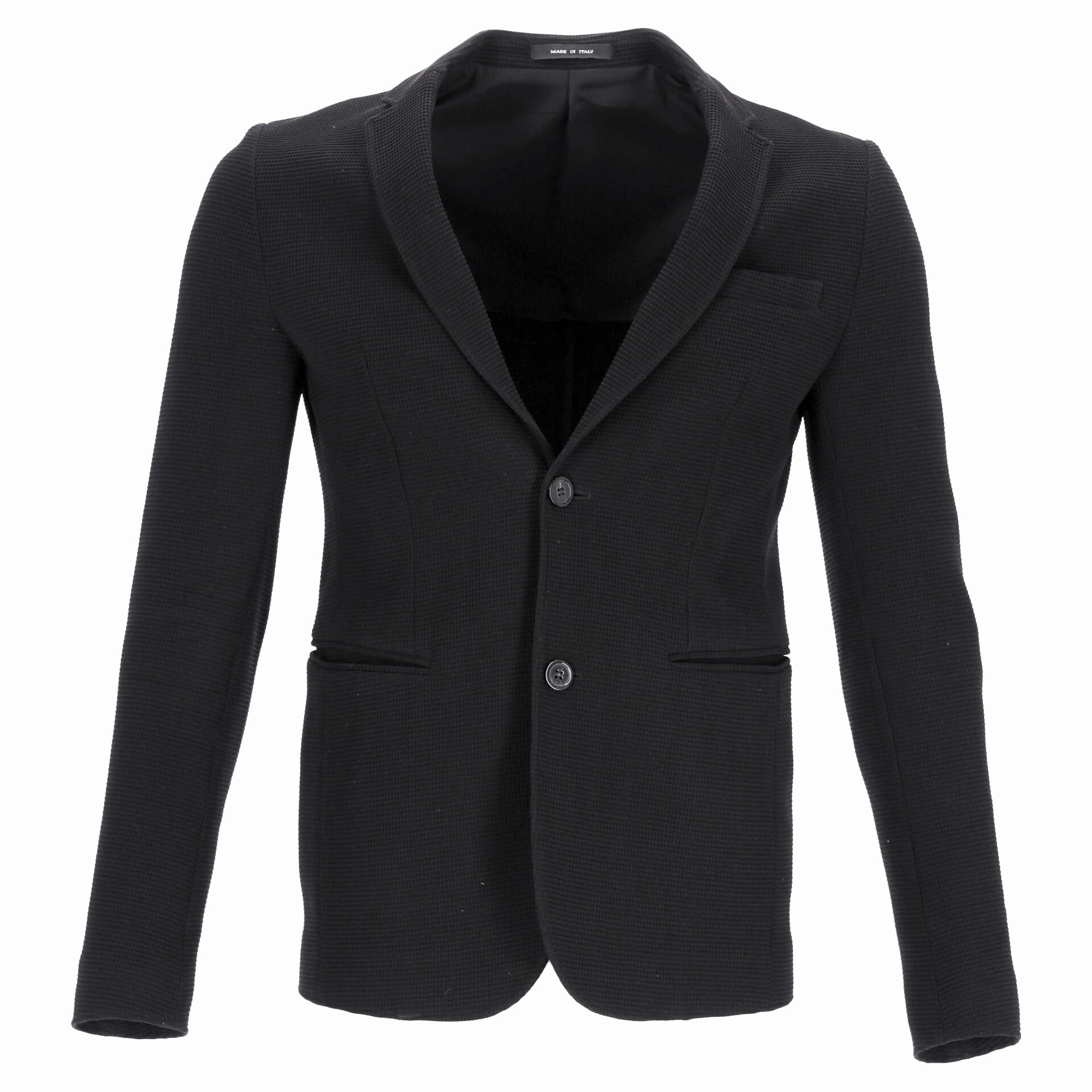 Emporio Armani Single-Breasted Balzer with Pockets in Black Wool
