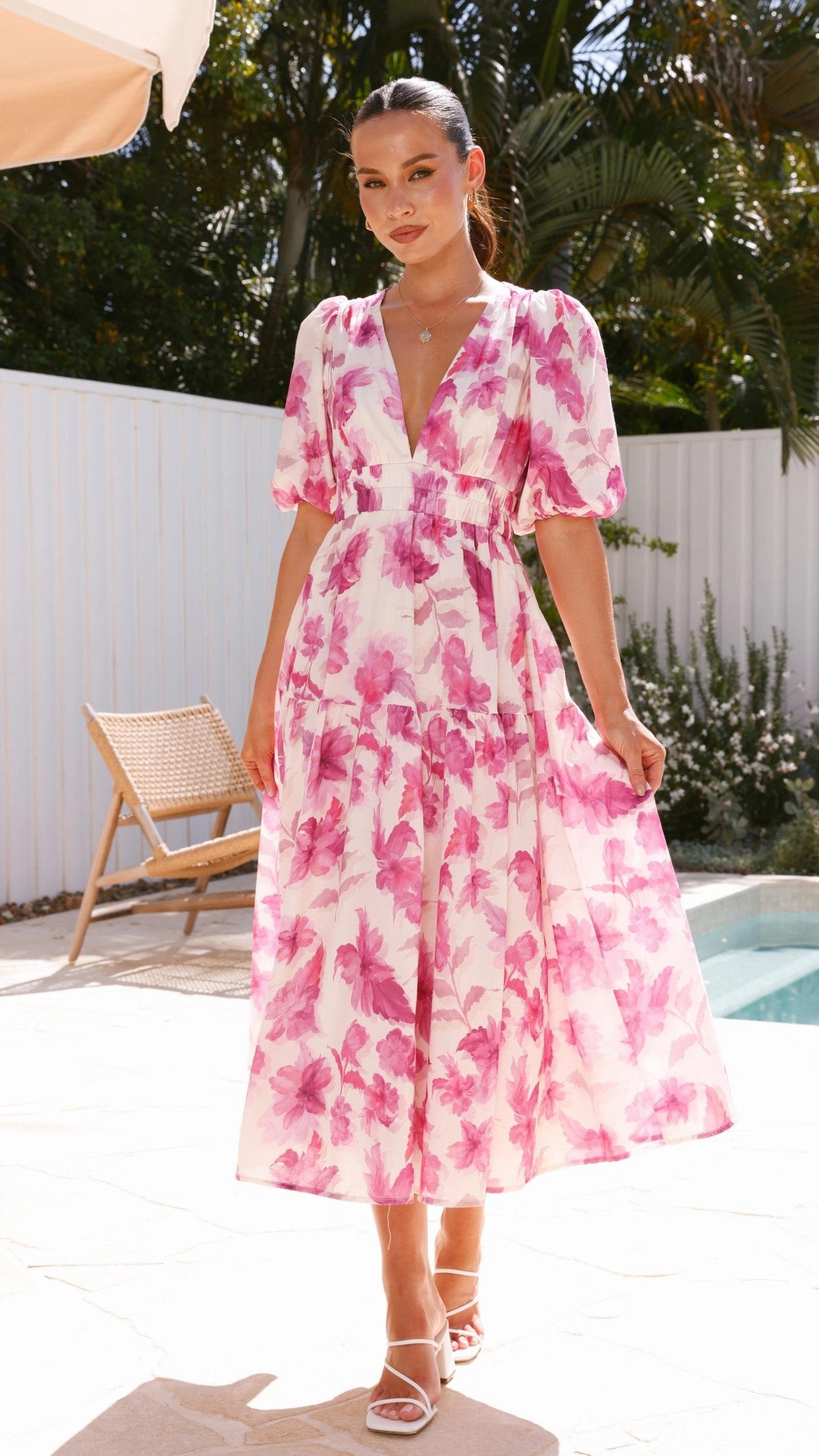 Erin Midi Dress - Pink Floral