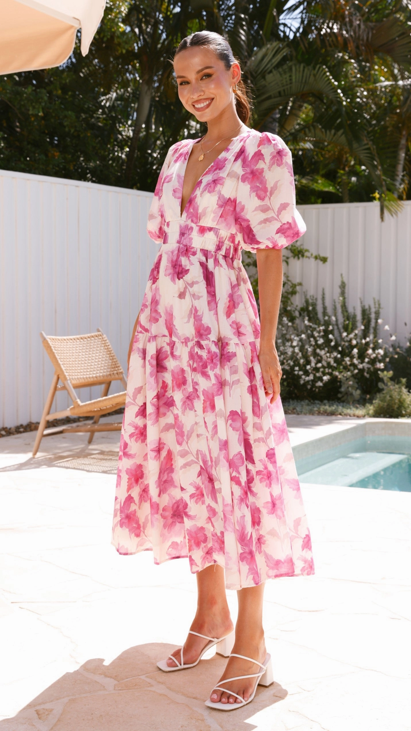 Erin Midi Dress - Pink Floral
