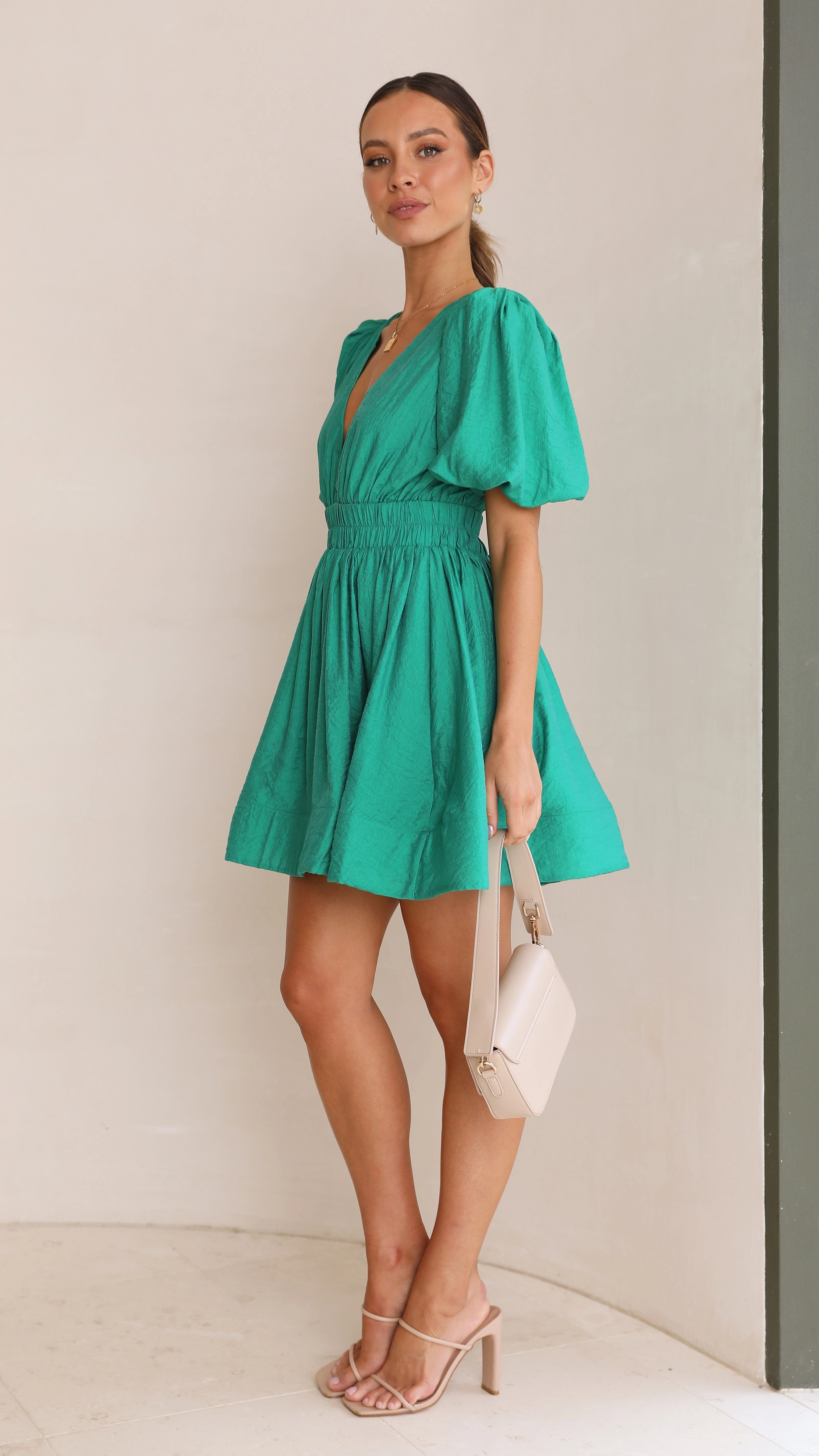Erin Mini Dress - Emerald