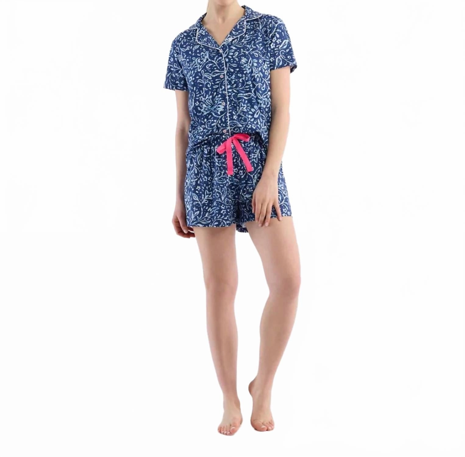 Everyday Short Pajama Set In Batik Flowers