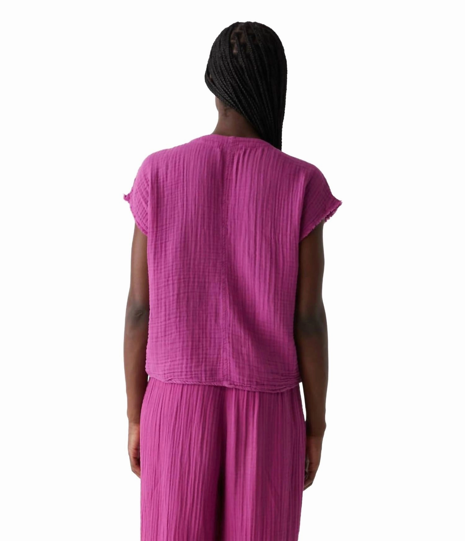 Evie Gauze Surplice Top In Ultraviolet
