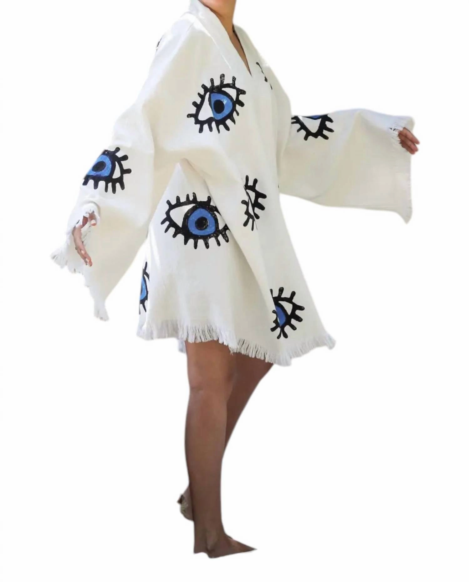 Evil Eye Robe In Nazar Blue/white