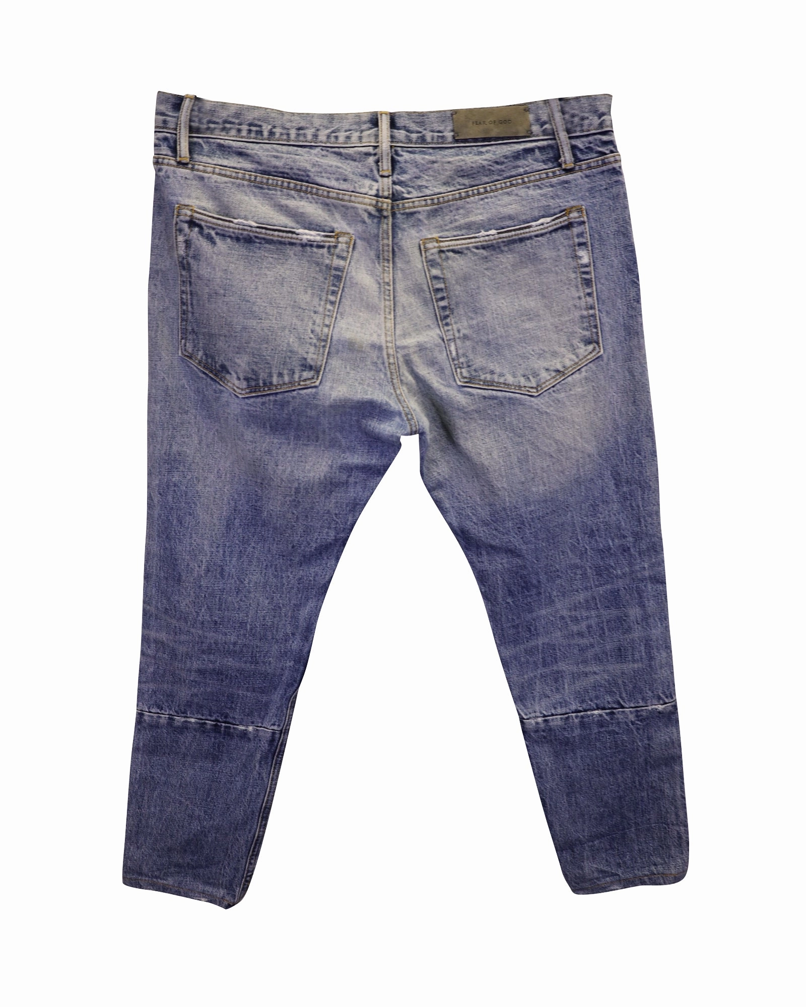 Fear of God Eternal 5-Pocket Straight Leg Jeans in Light Blue Cotton Denim