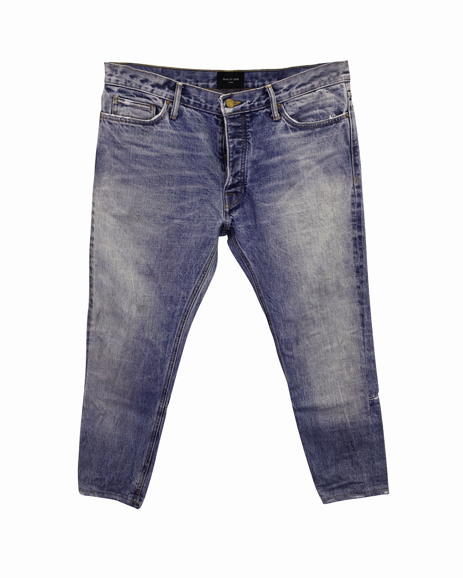 Fear of God Eternal 5-Pocket Straight Leg Jeans in Light Blue Cotton Denim