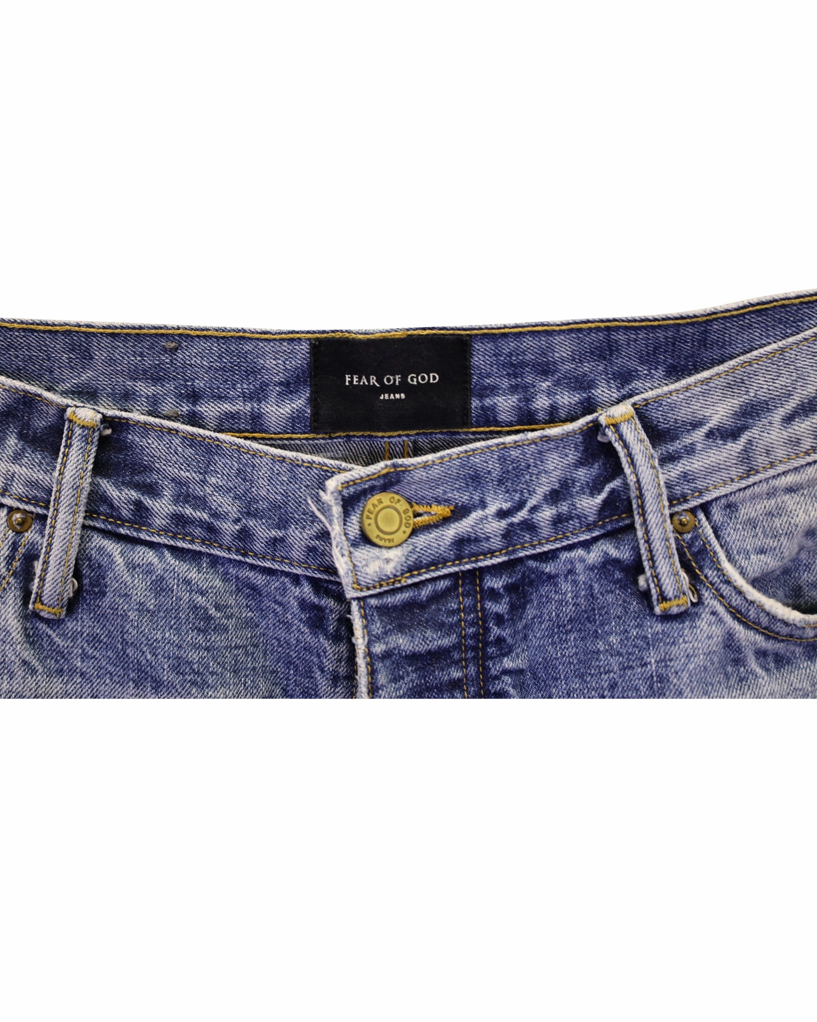 Fear of God Eternal 5-Pocket Straight Leg Jeans in Light Blue Cotton Denim