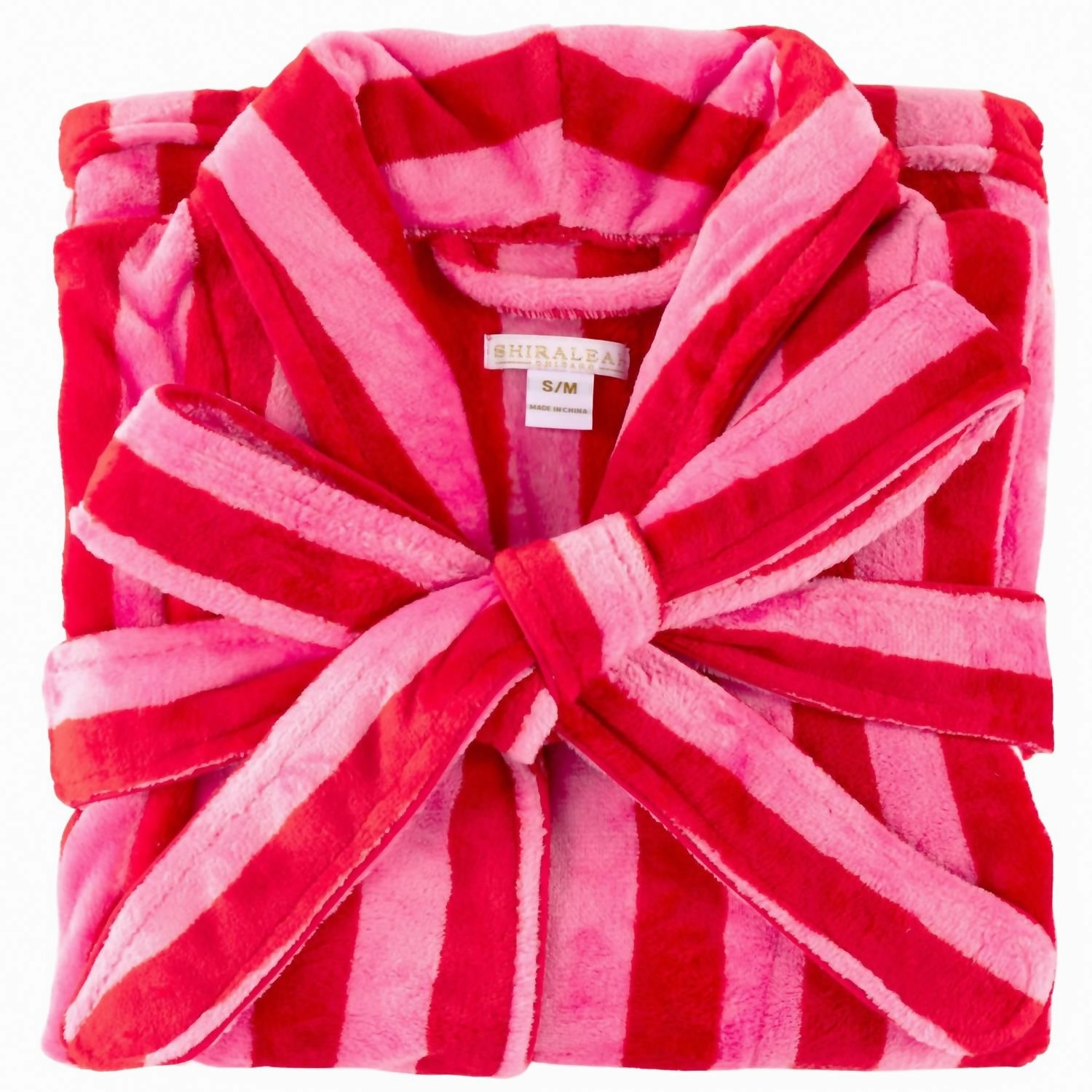 Felicity Stripe Robe In Red/pink