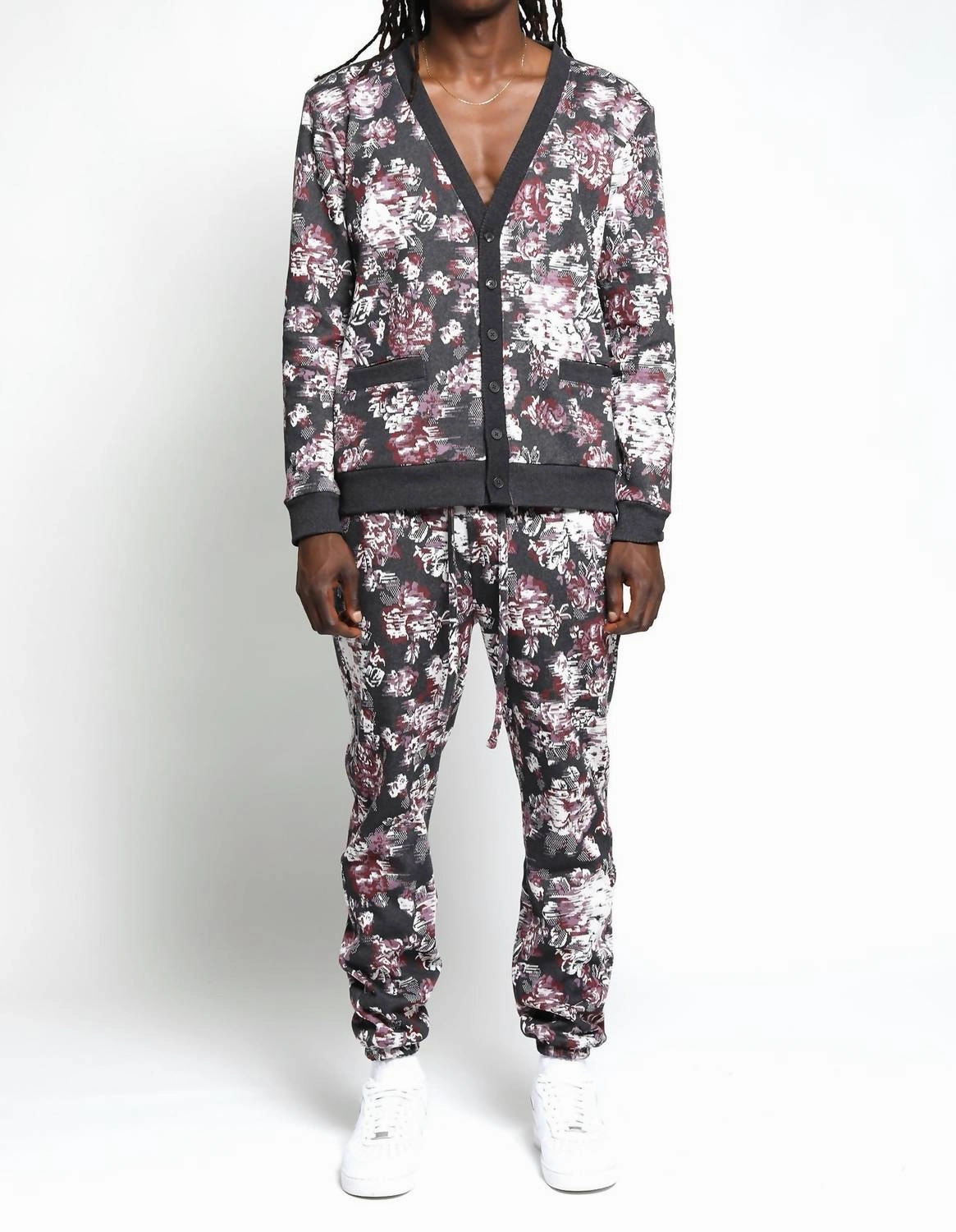 Floral Glitch Hyper Reality Knit Pants In Porto