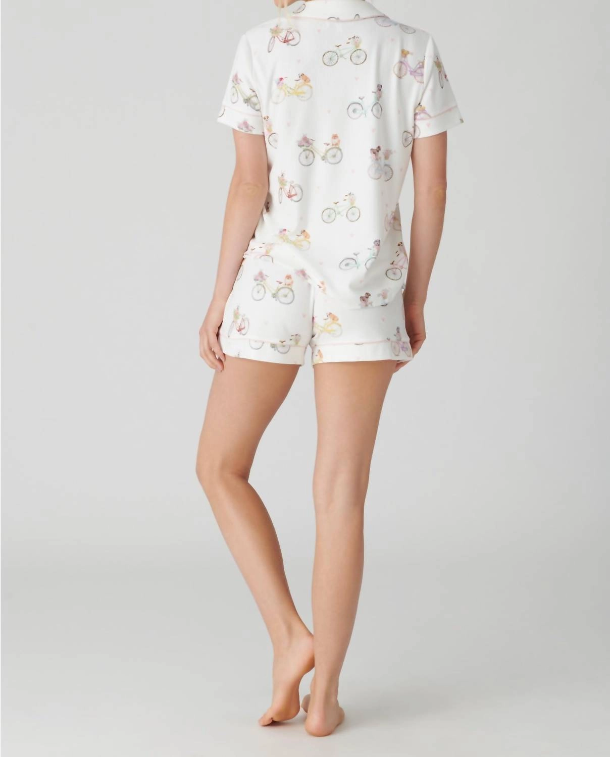 Floral Market Short Pajama Set In Ivory