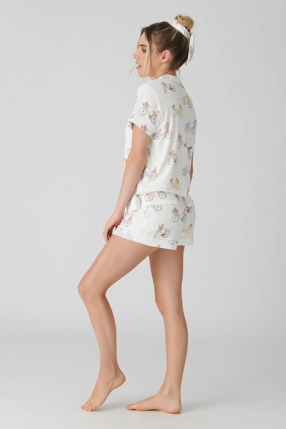 Floral Market Short Pajama Set In Ivory