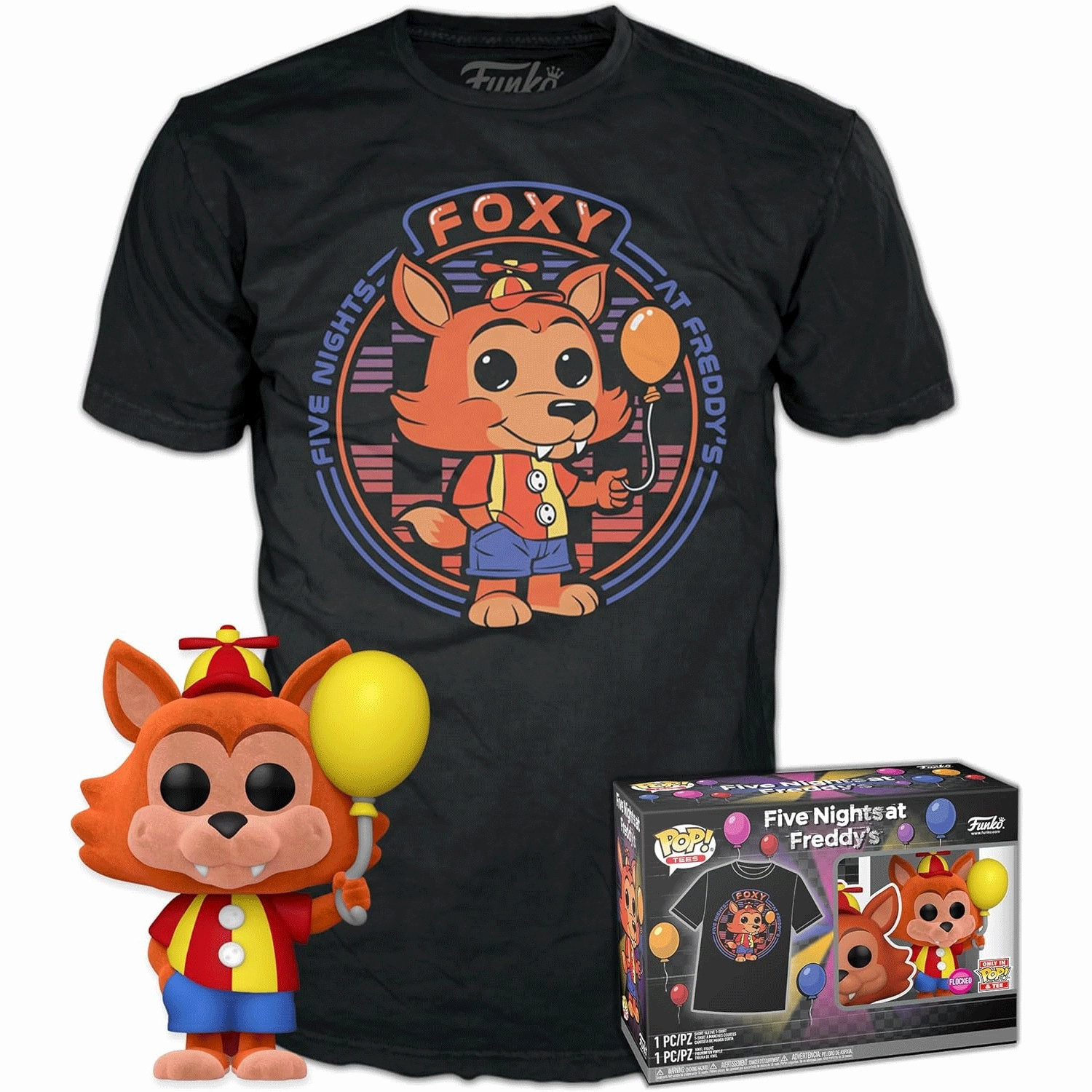 FNAF Balloon Foxy Pop! Vinyl and Tee Set