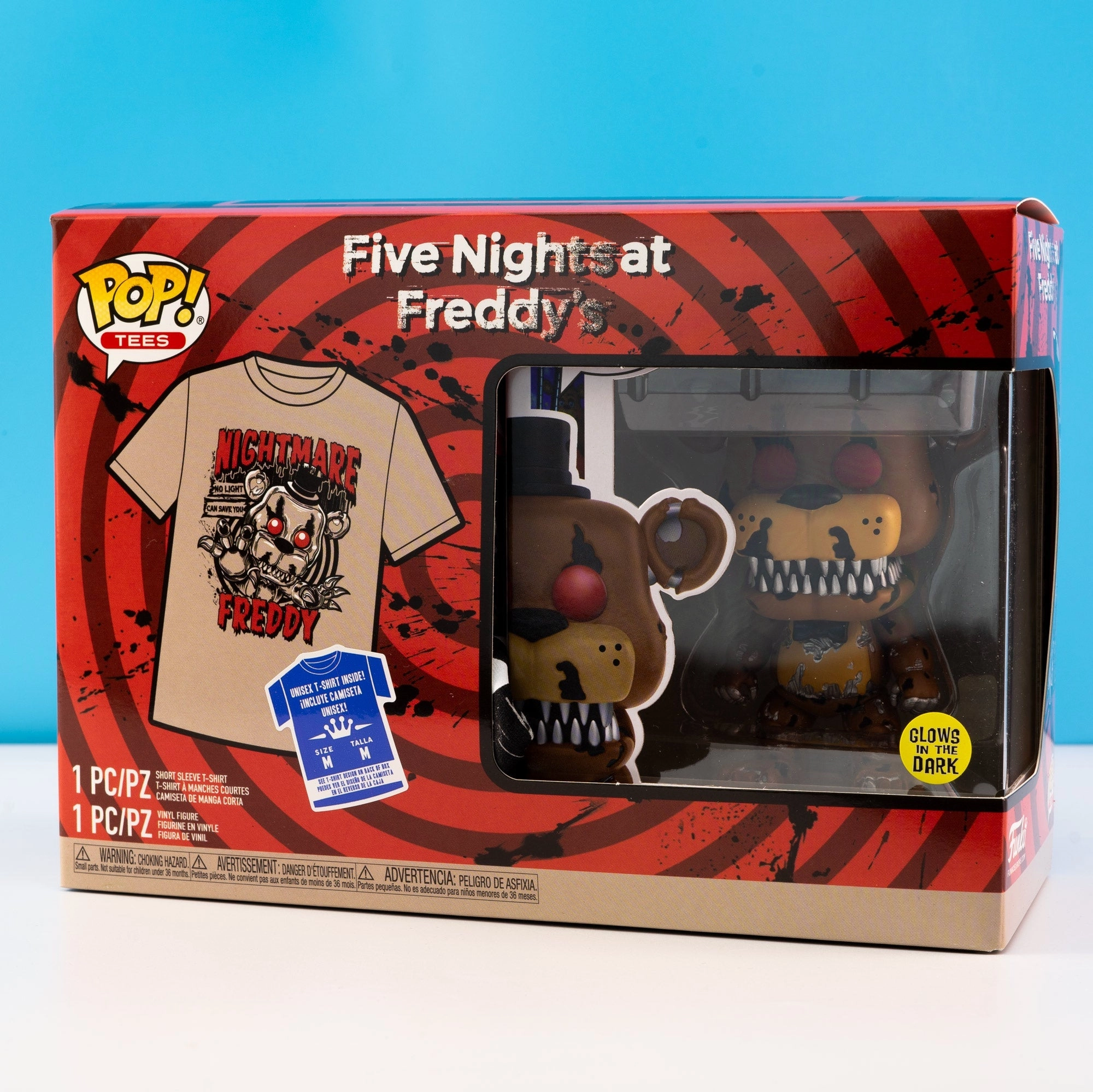FNAF Nightmare Freddy Pop! Vinyl and Tee Set